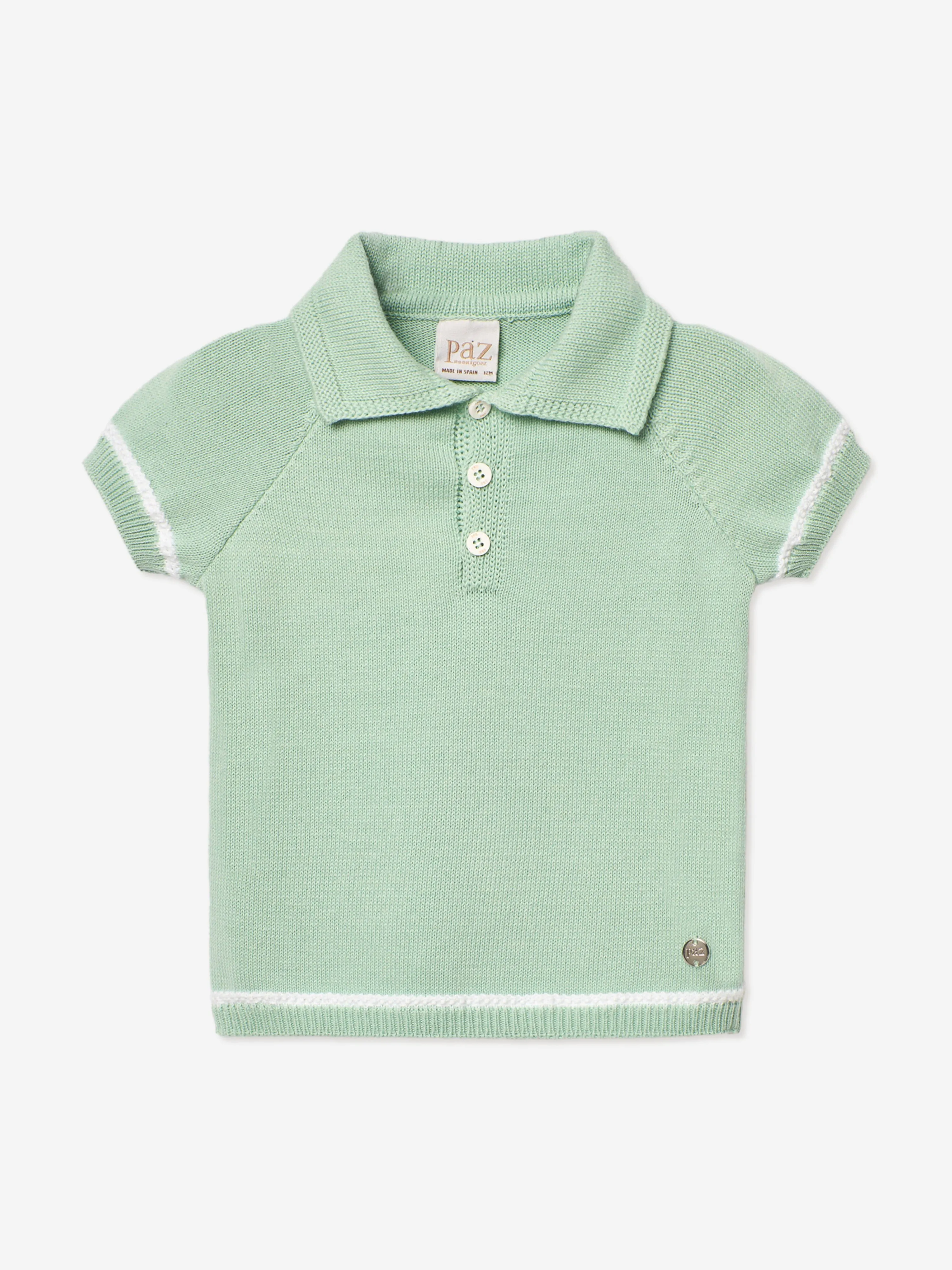 Boys Knitted Polo Shirt in Green