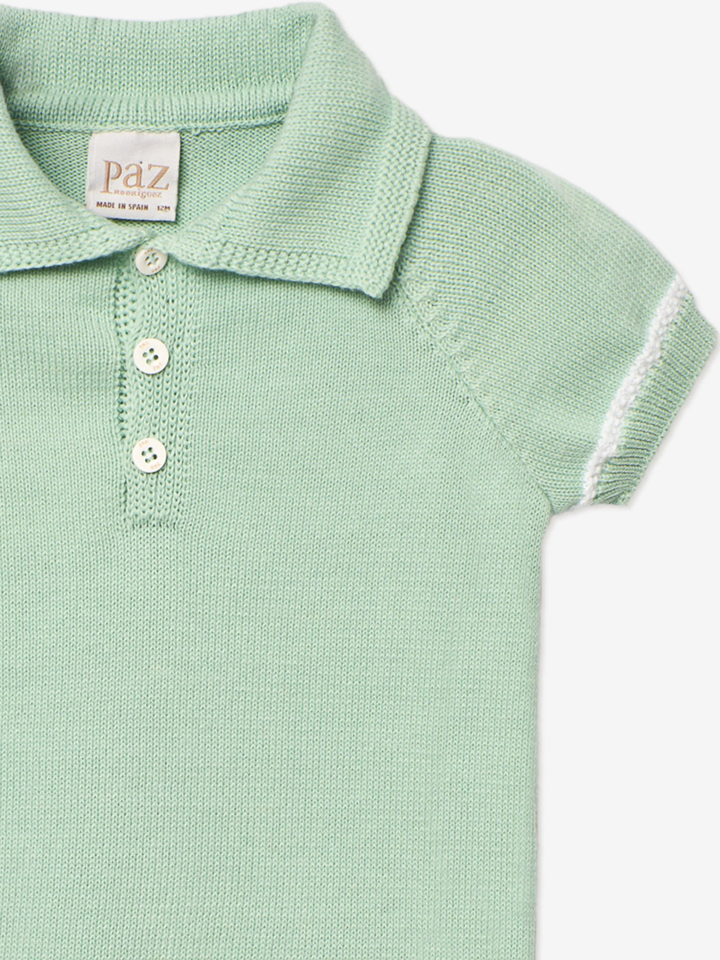 Boys Knitted Polo Shirt in Green