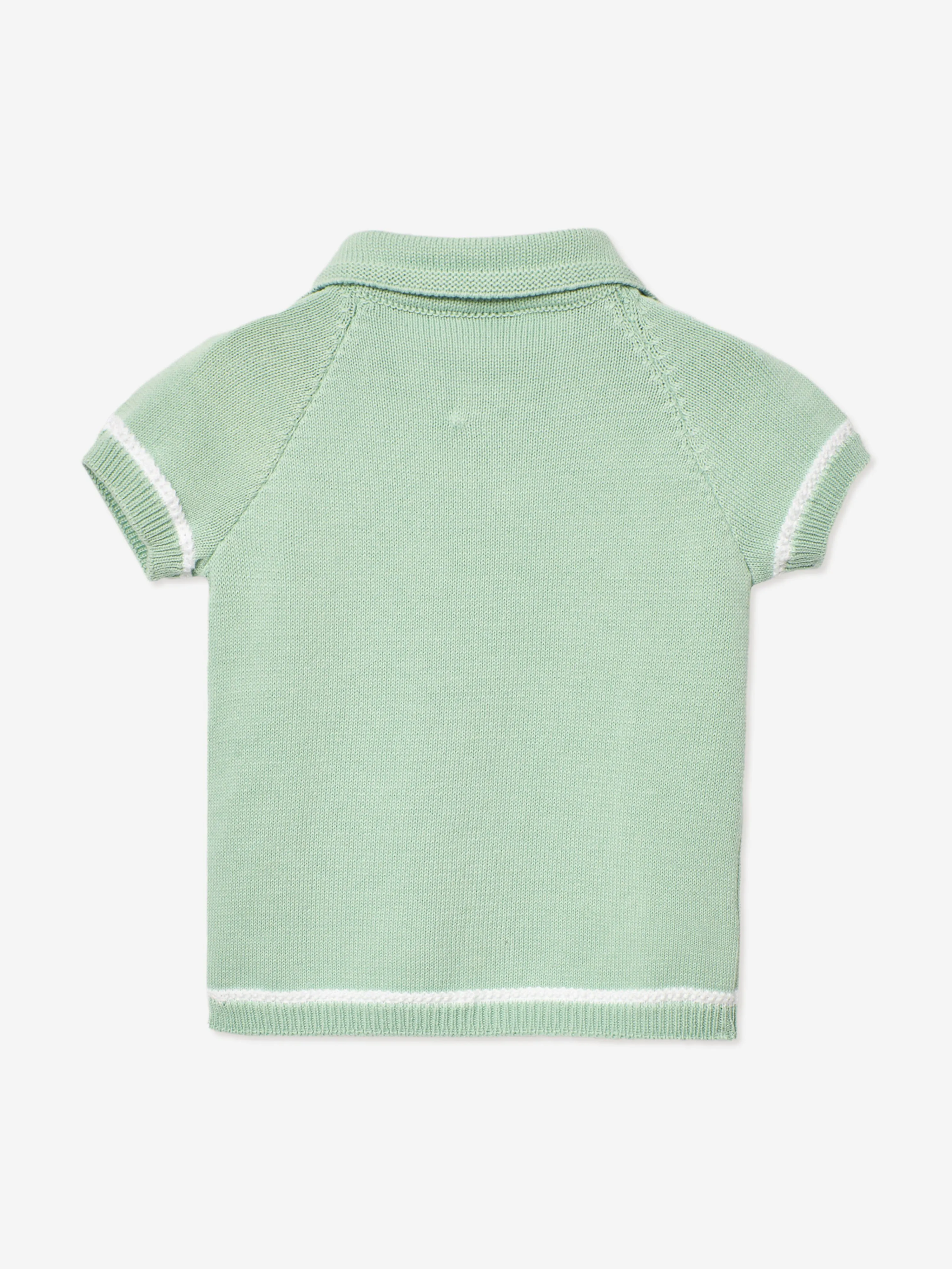 Boys Knitted Polo Shirt in Green