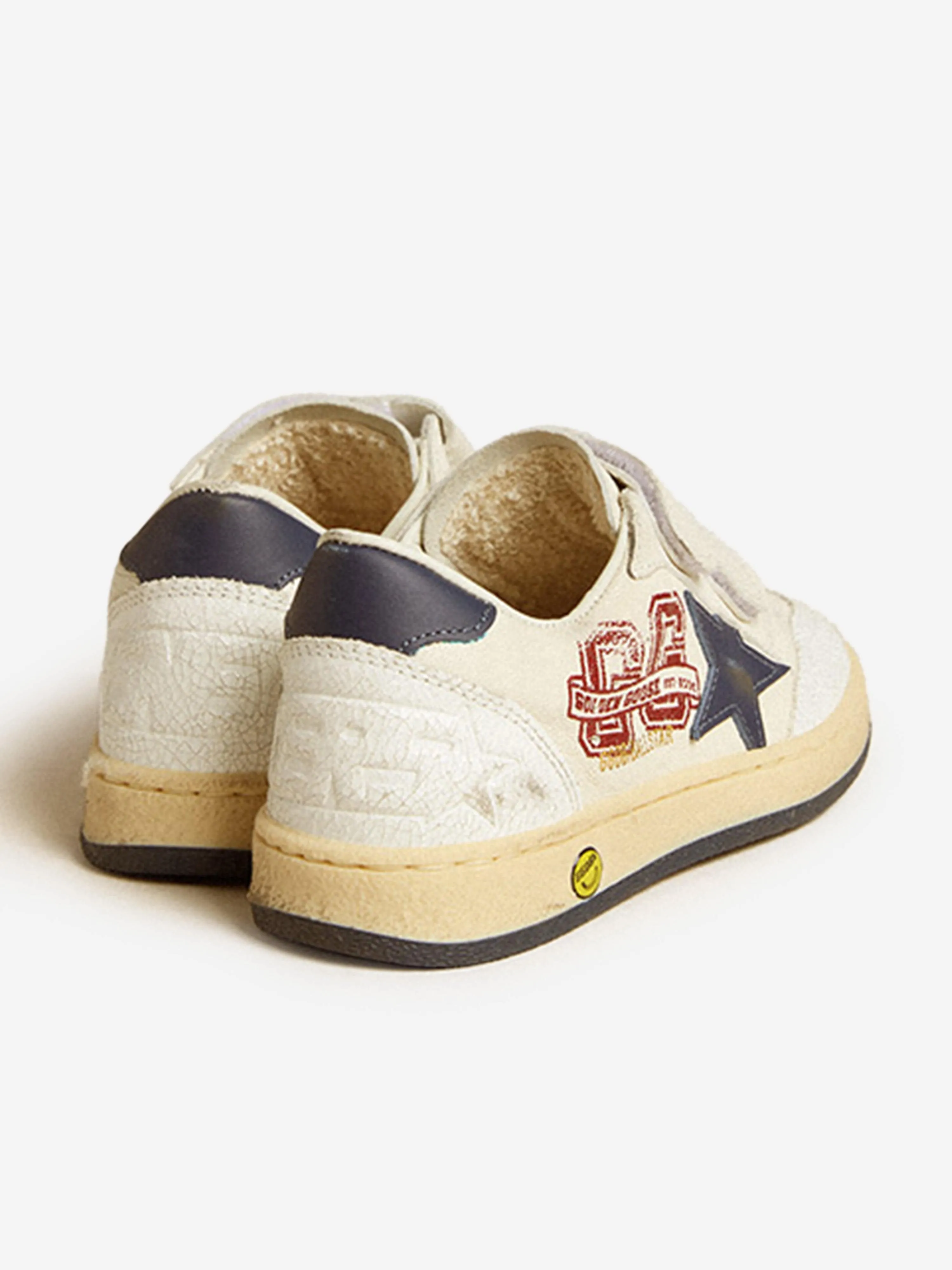 Boys Leather Ballstar Strap Trainers in White