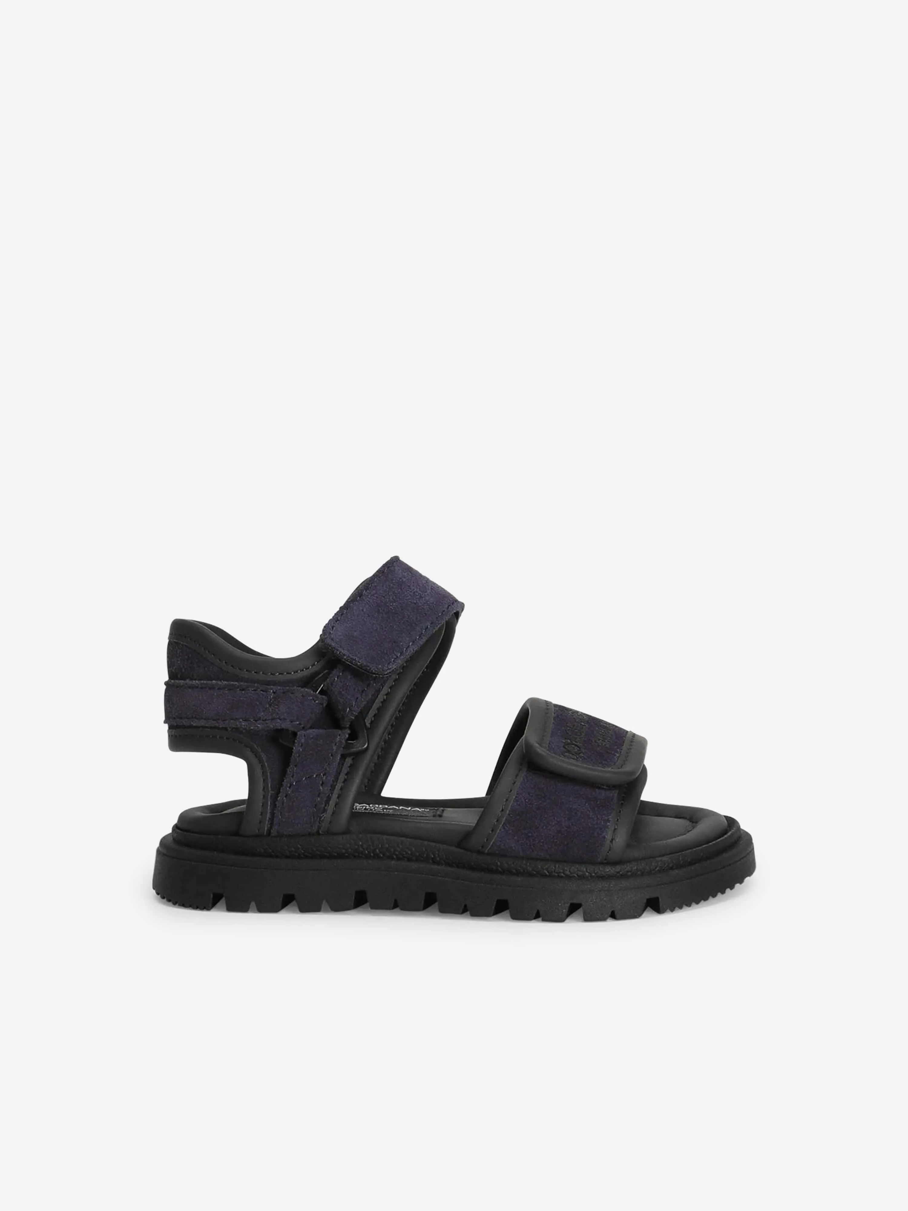 Boys Leather Velcro Strap Sandals in Navy