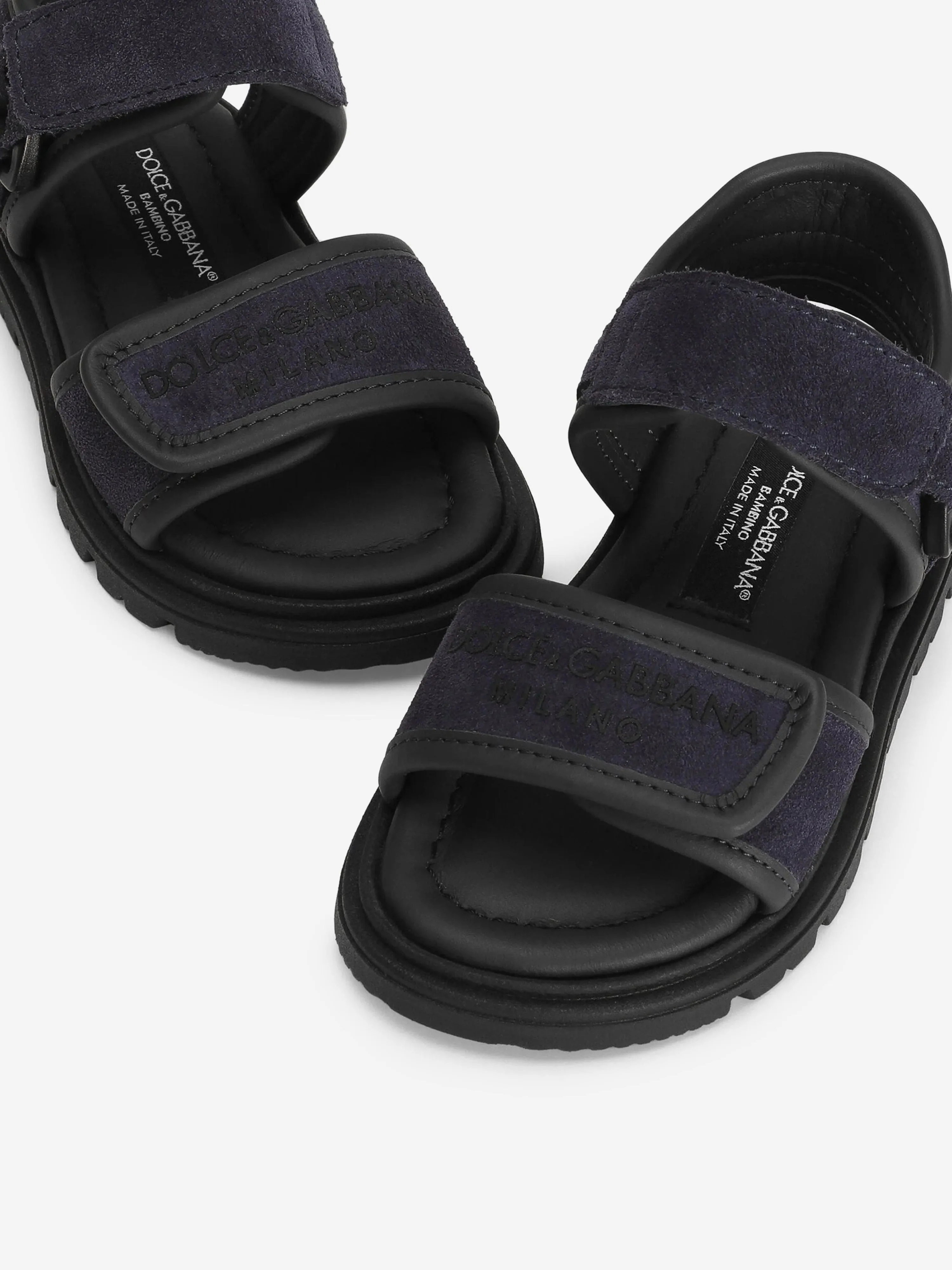 Boys Leather Velcro Strap Sandals in Navy