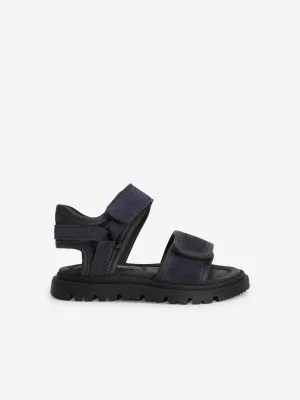 Boys Leather Velcro Strap Sandals in Navy