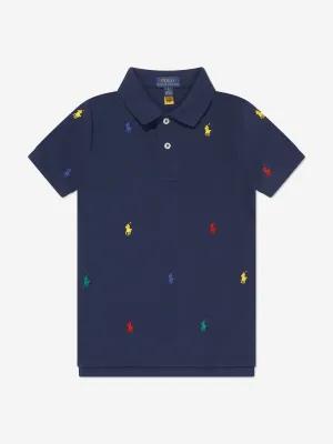 Boys Logo Polo Shirt in Navy