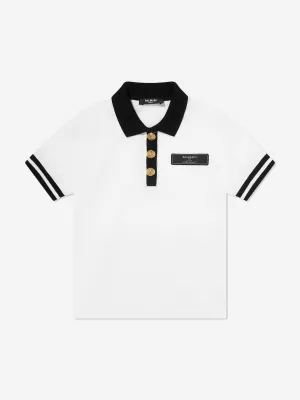 Boys Logo Polo Shirt in White