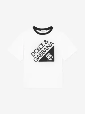 Boys Logo Print T-Shirt in White