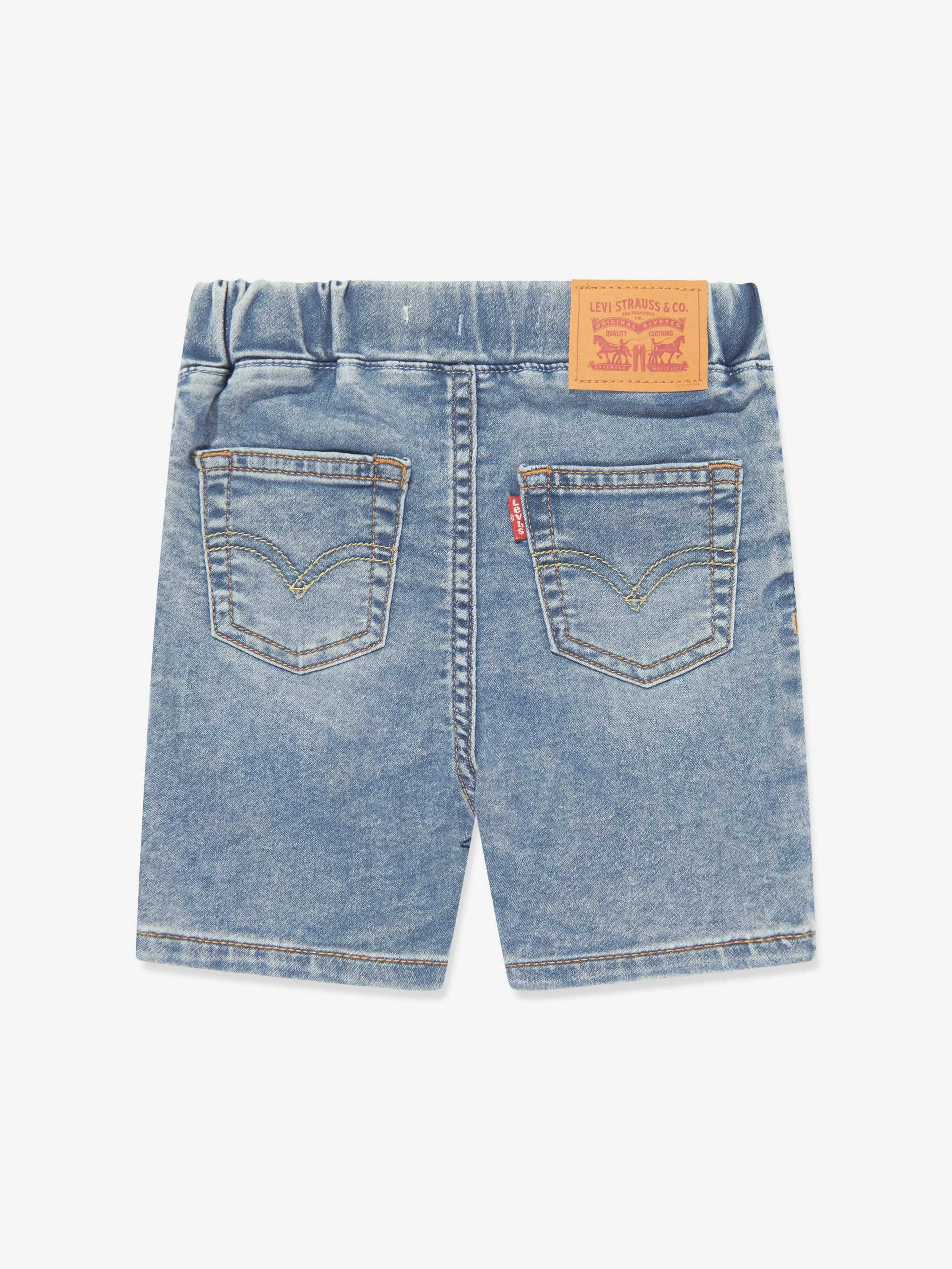 Boys Skinny Fit Dobby Shorts in Blue
