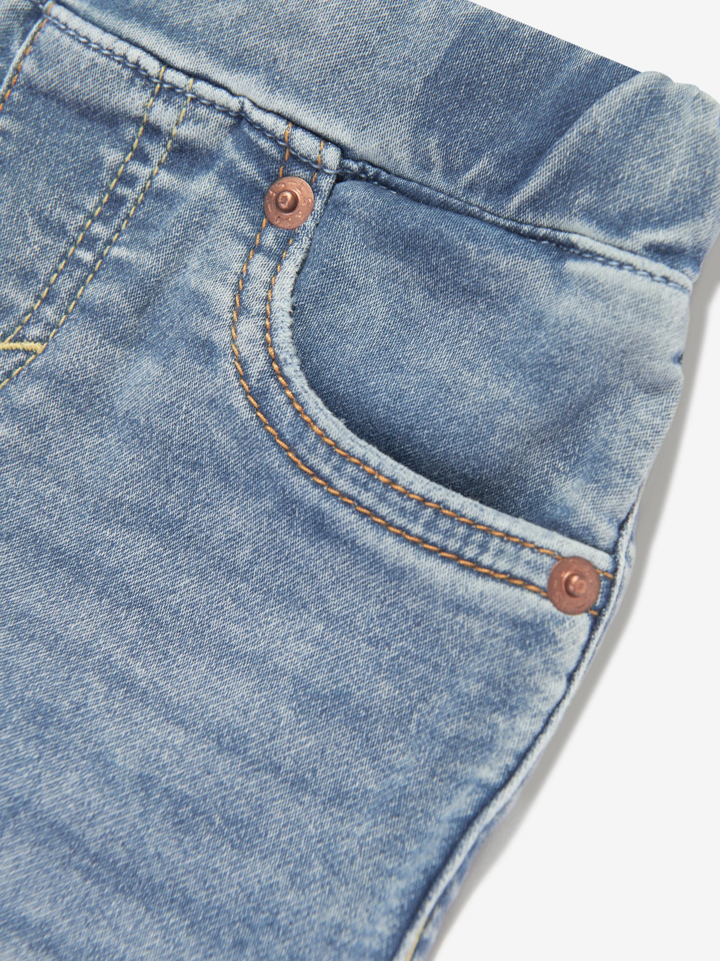 Boys Skinny Fit Dobby Shorts in Blue