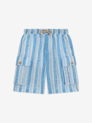 Boys Striped Cargo Shorts in Blue