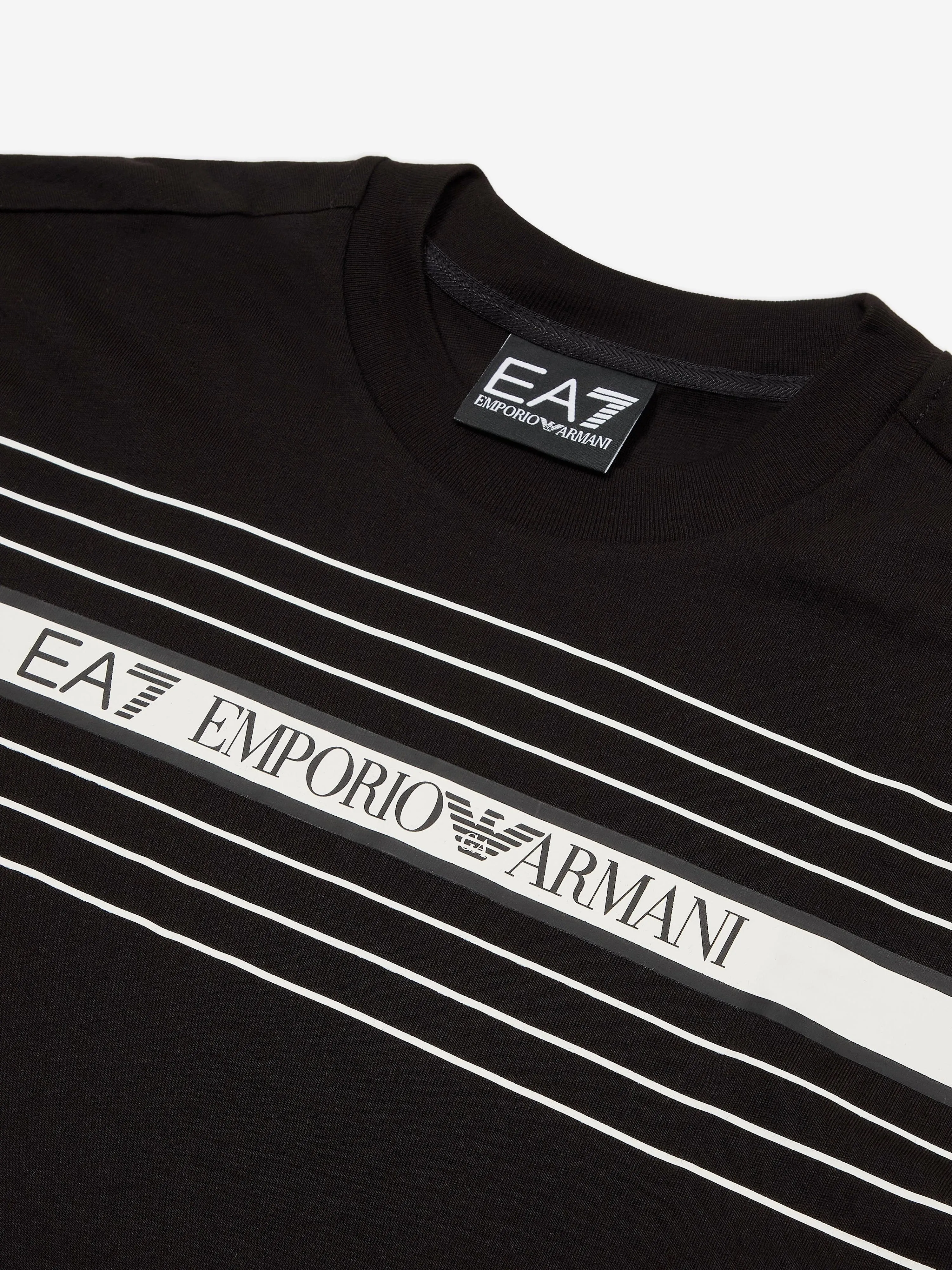 Boys Striped Logo T-Shirt in Black