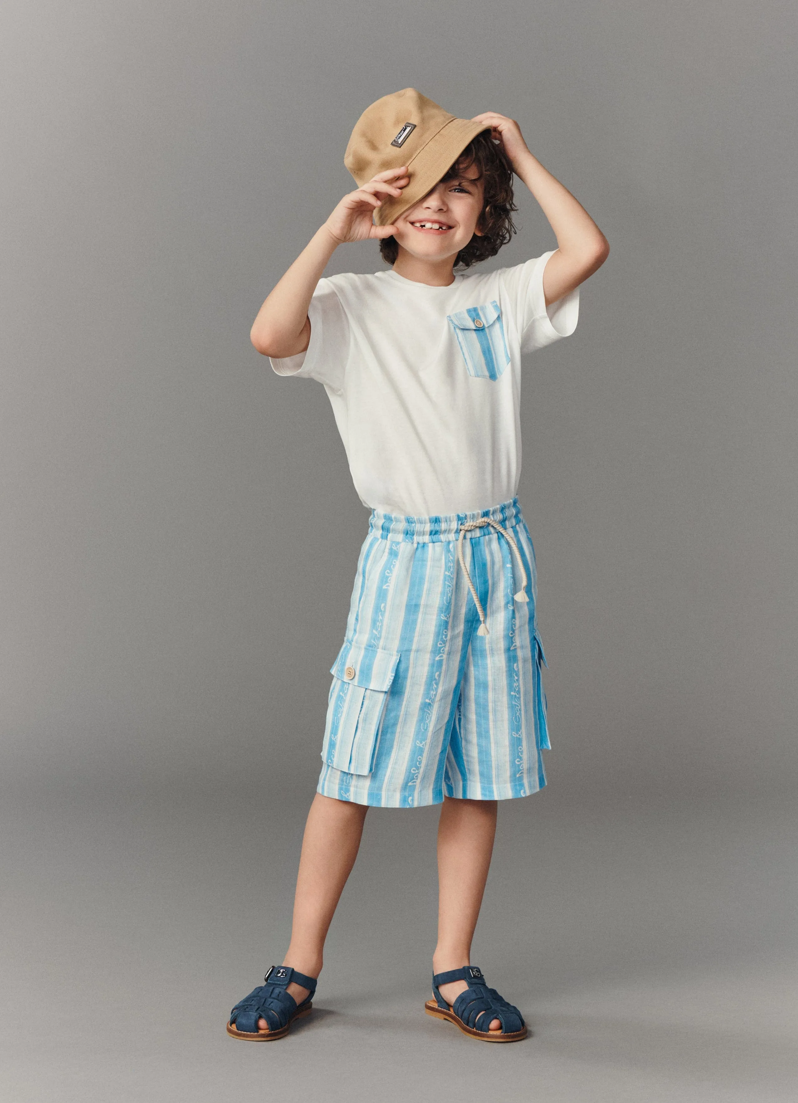 Boys Striped Pocket T-Shirt in White