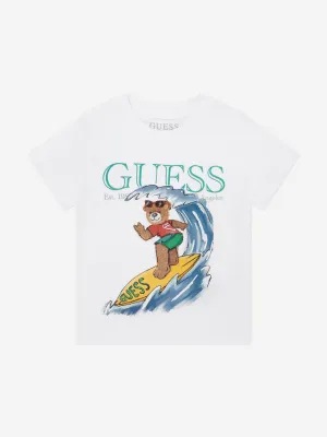 Boys Surfer Bear T-Shirt in White