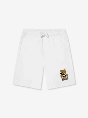 Boys Teddy Bear Logo Shorts in White