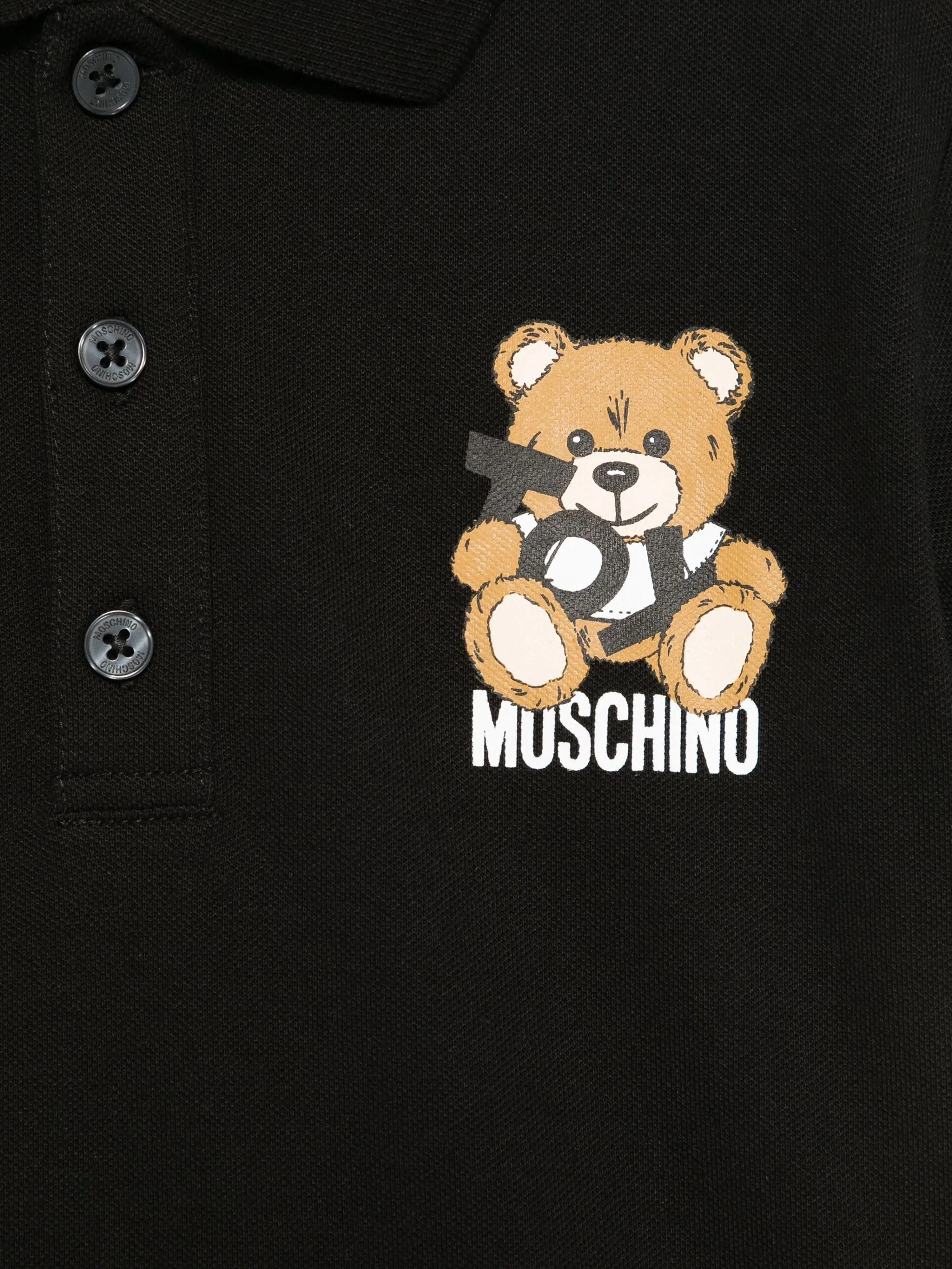 Boys Teddy Bear Polo Shirt in Black