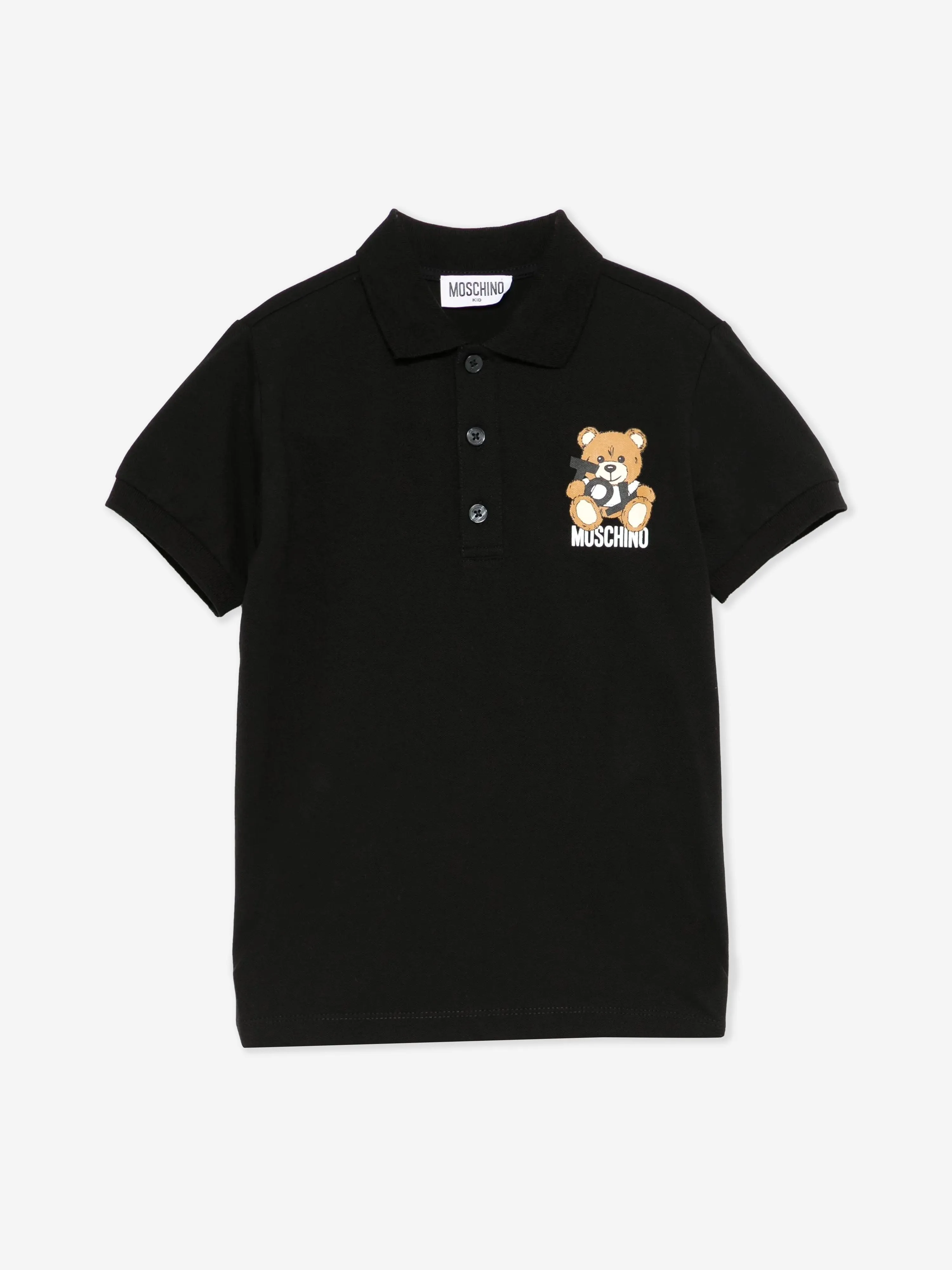 Boys Teddy Bear Polo Shirt in Black