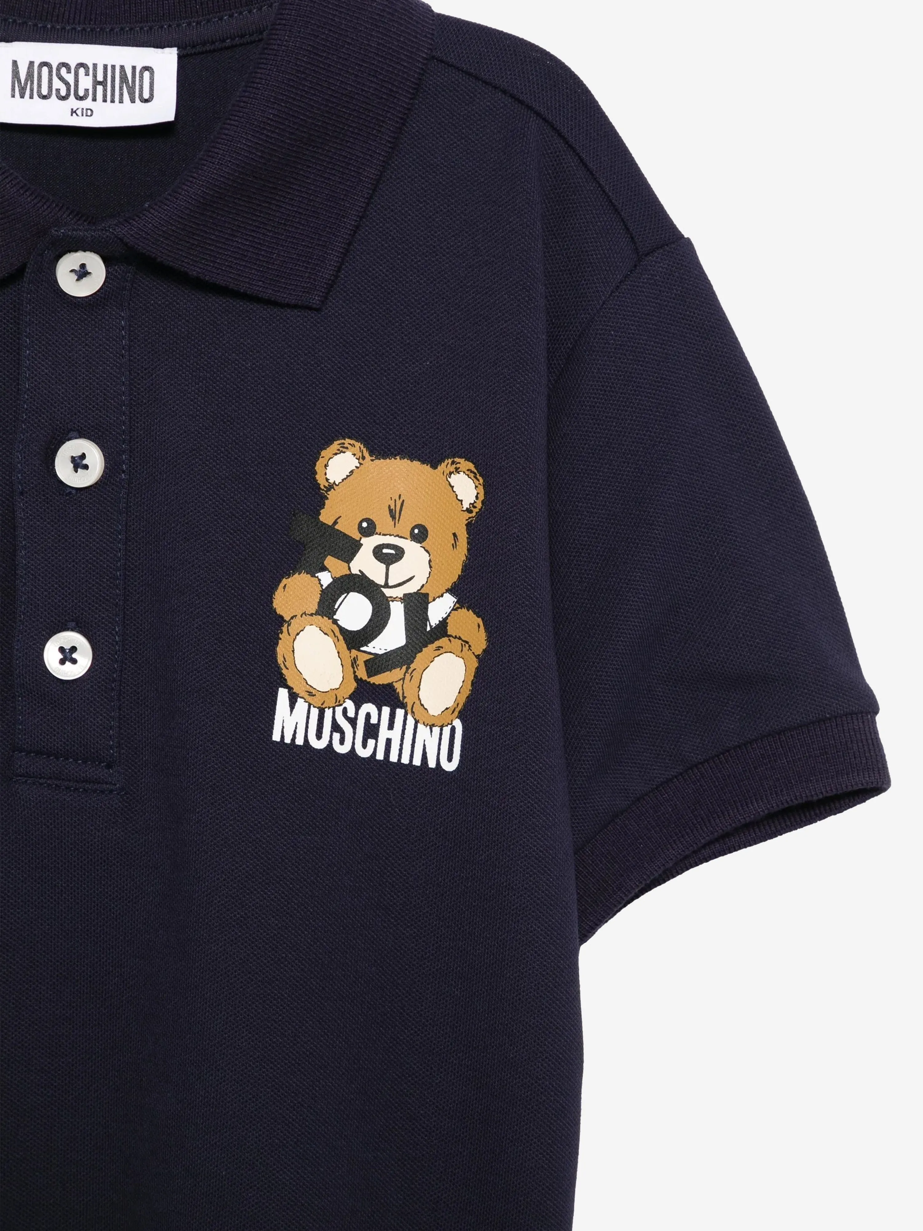 Boys Teddy Bear Polo Shirt in Navy