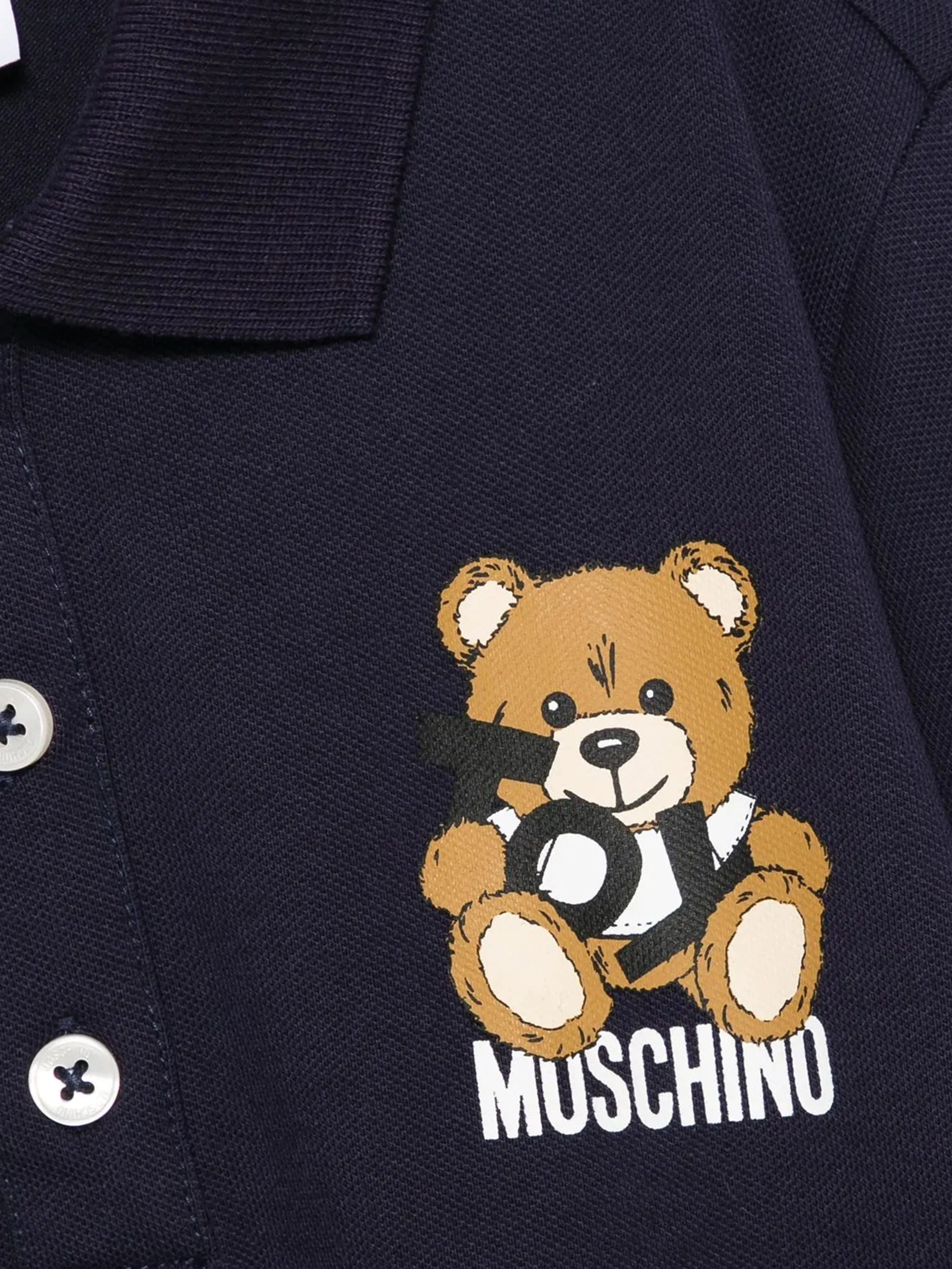 Boys Teddy Bear Polo Shirt in Navy