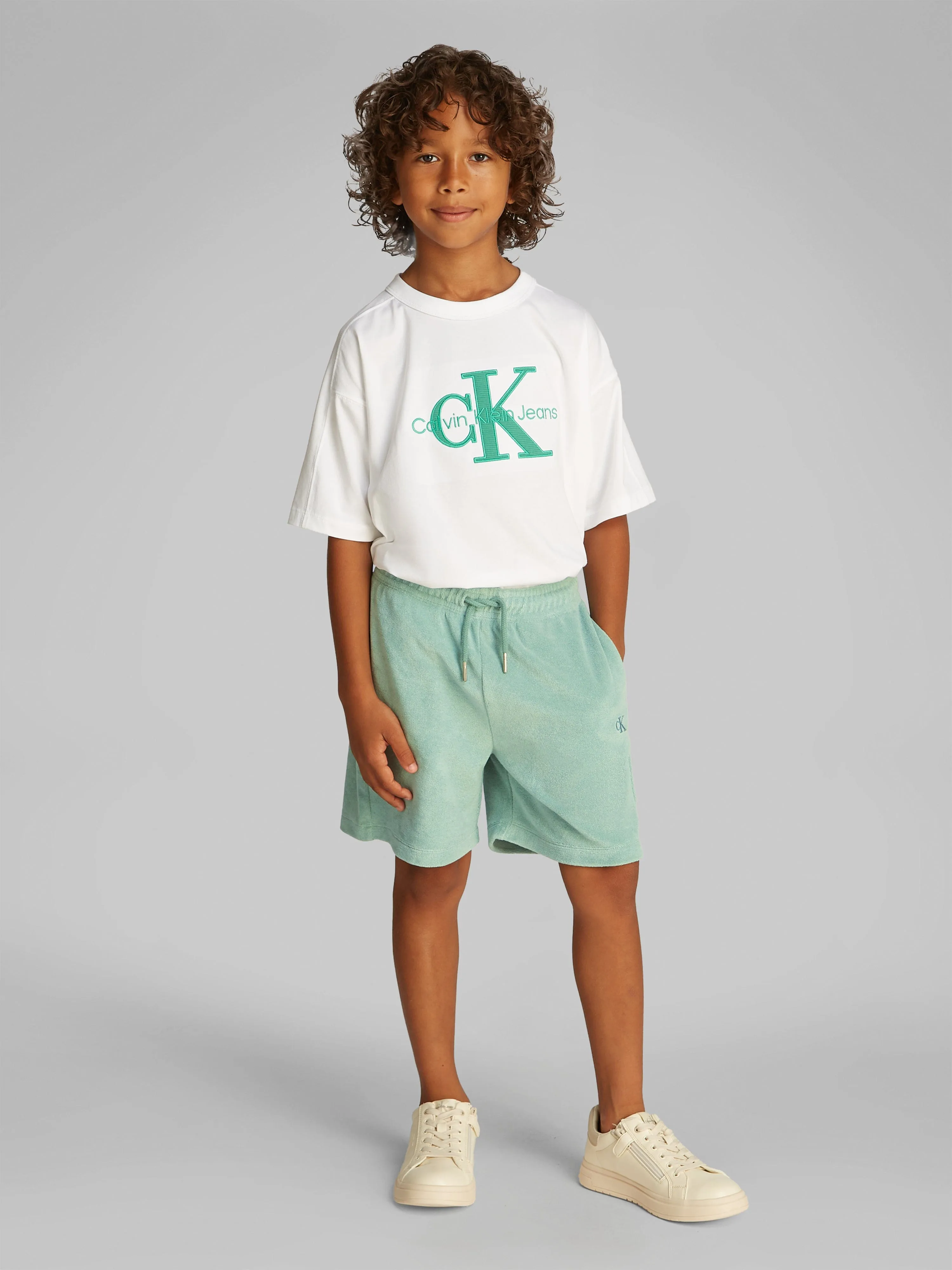 Boys Towelling Texture Shorts in Green