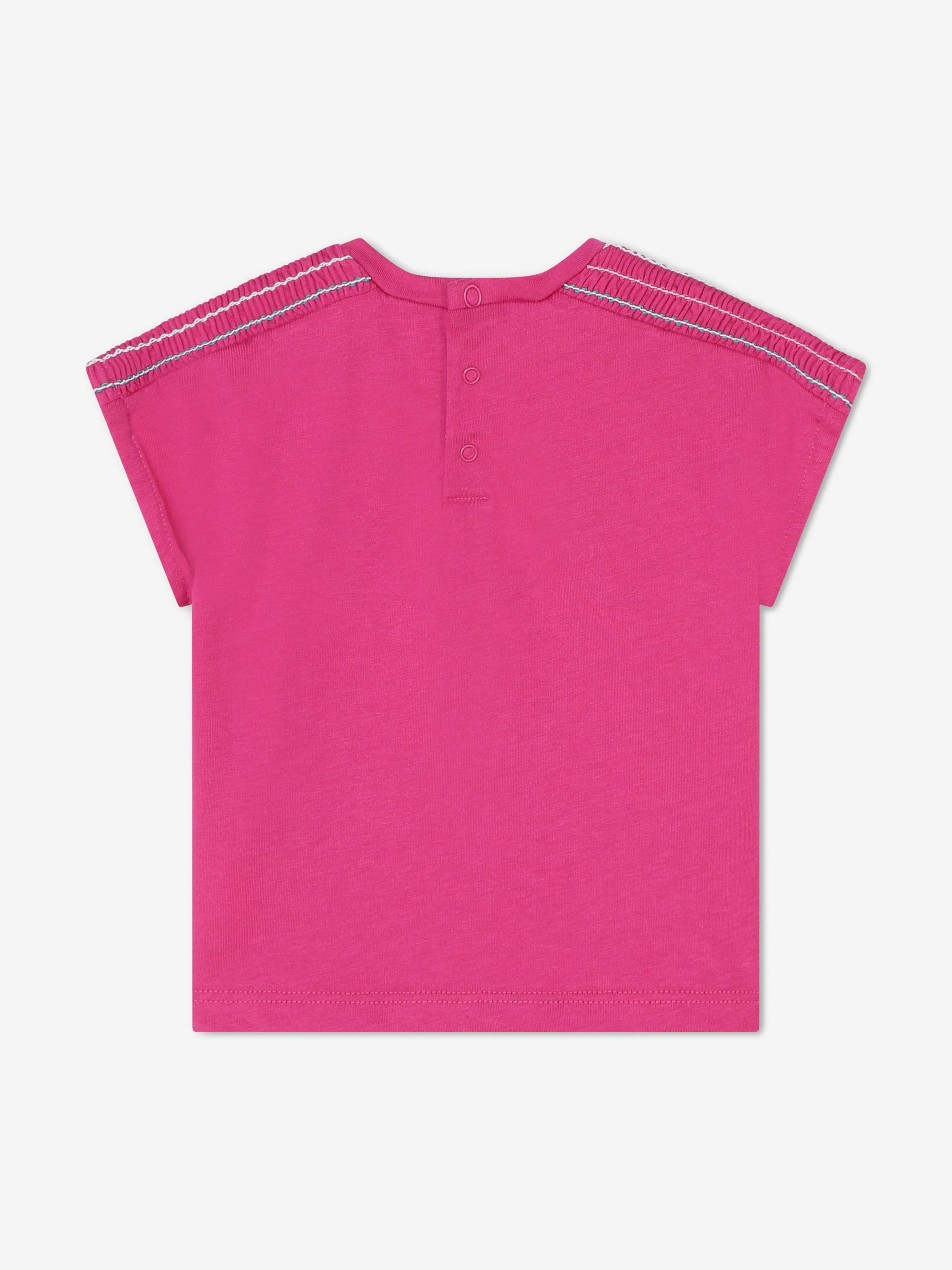 Chlo Baby Girls Embroidered Logo T-Shirt in Pink