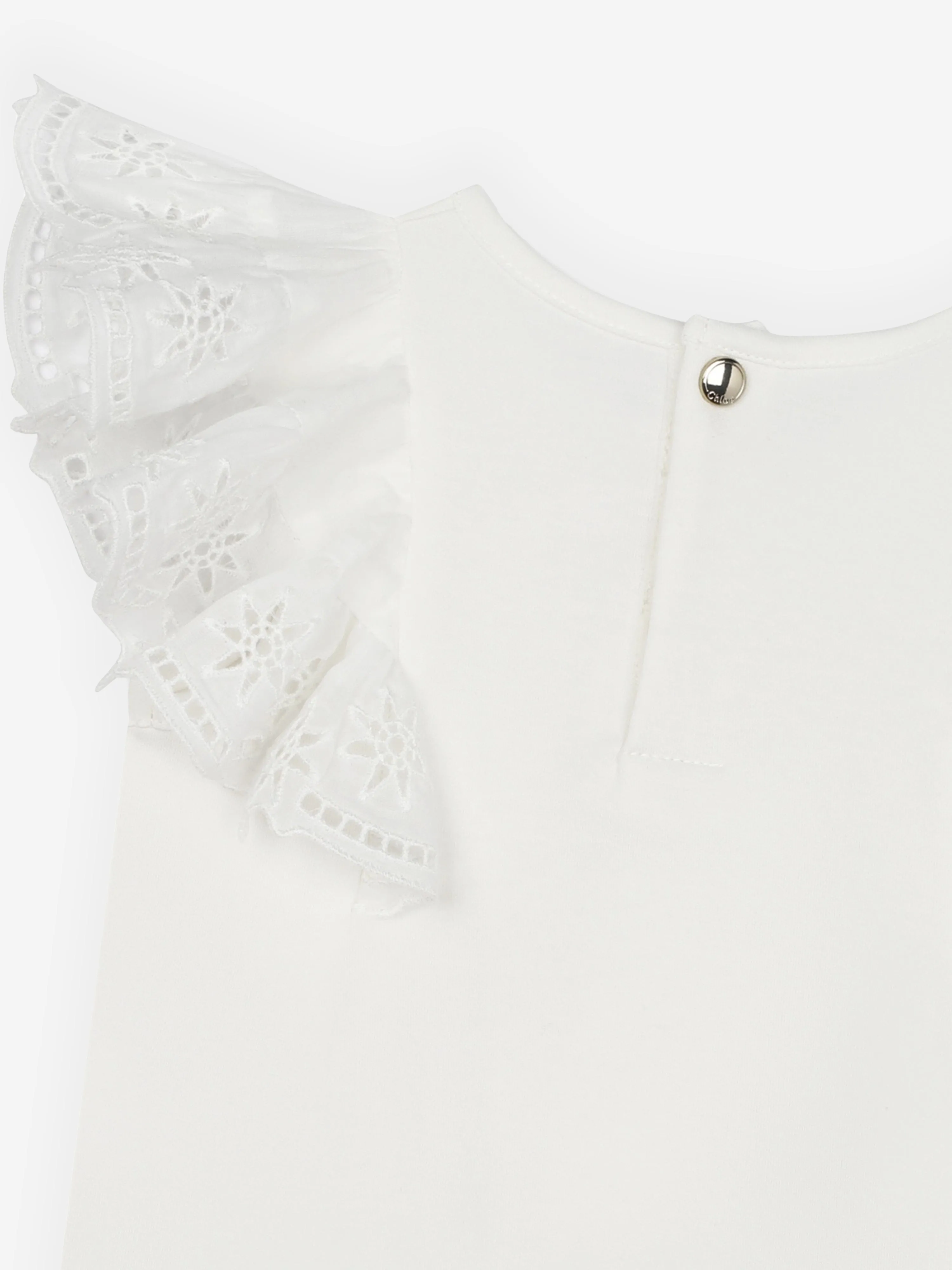 Chlo Baby Girls Embroidered Ruffle T-Shirt in White