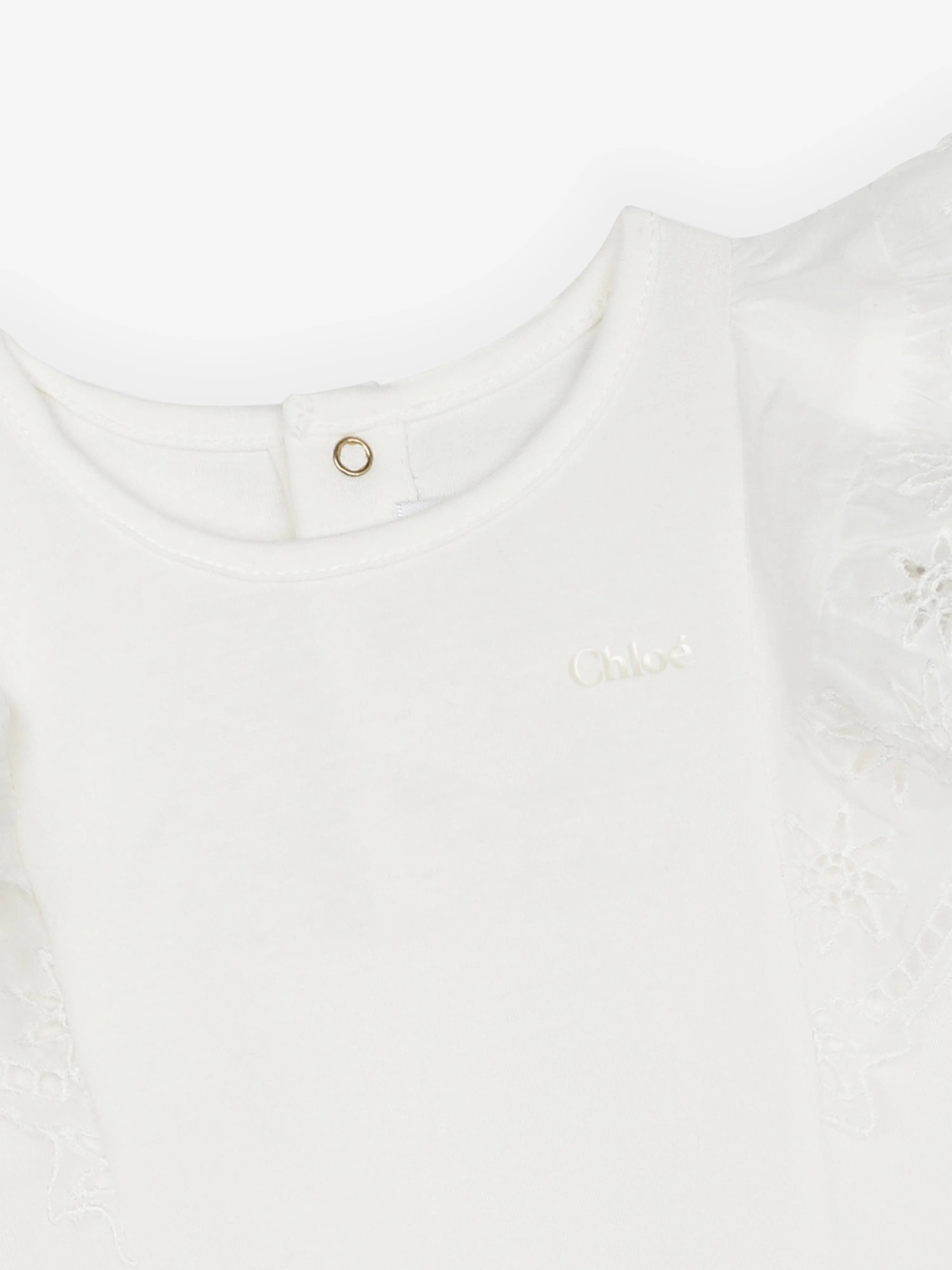 Chlo Baby Girls Embroidered Ruffle T-Shirt in White
