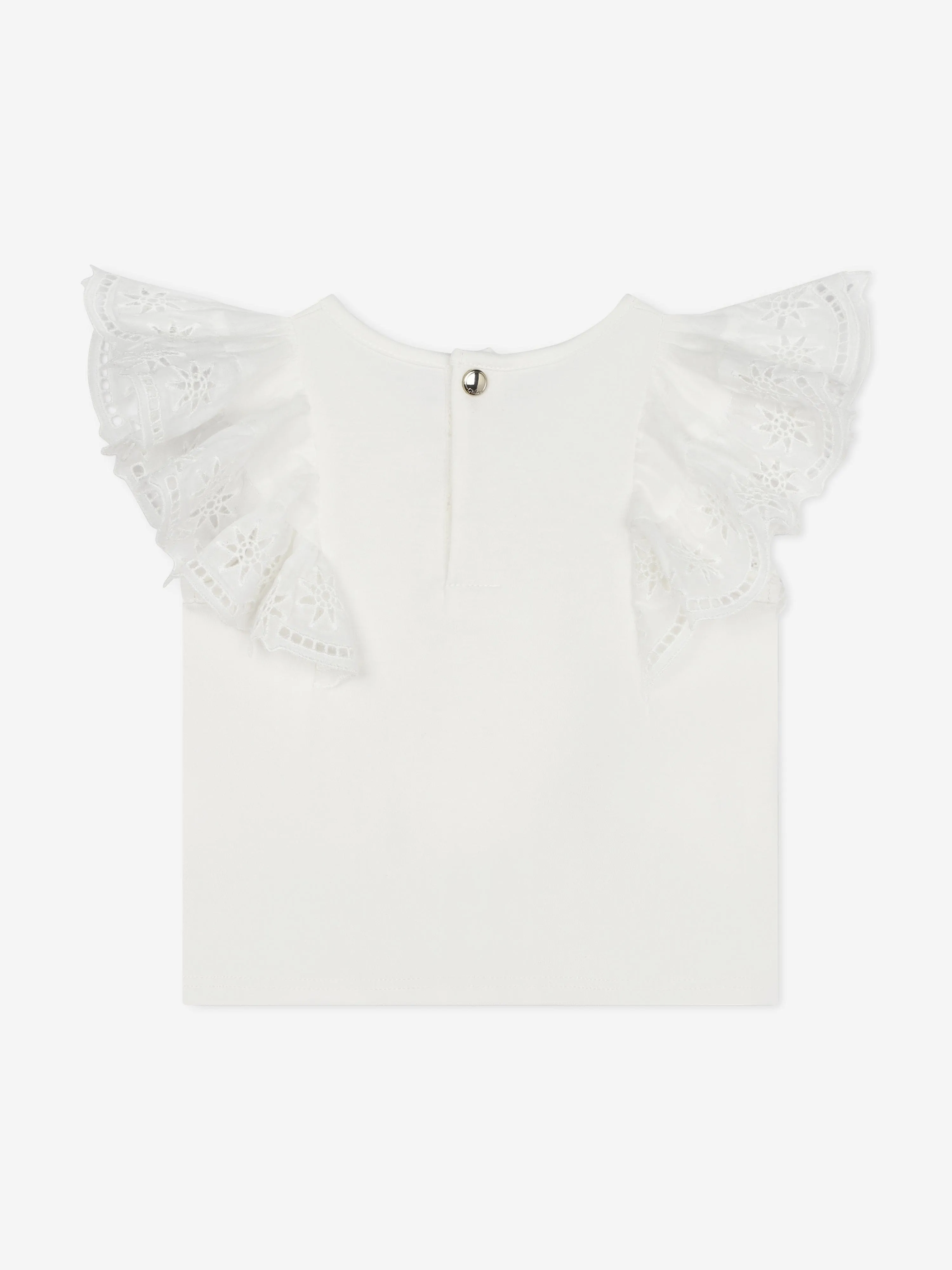 Chlo Baby Girls Embroidered Ruffle T-Shirt in White