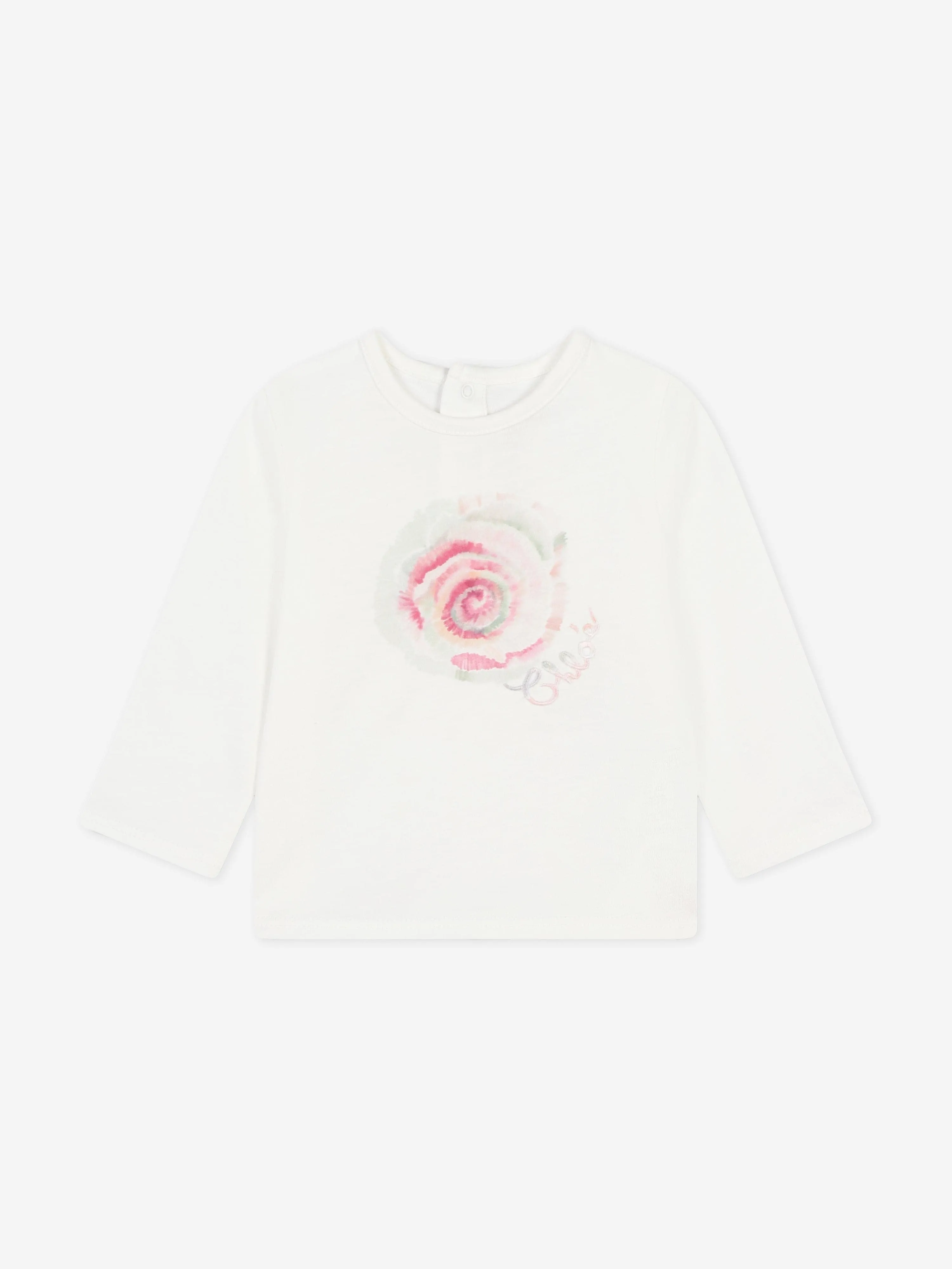 Chlo Baby Girls Long Sleeve Spiral T-Shirt in White