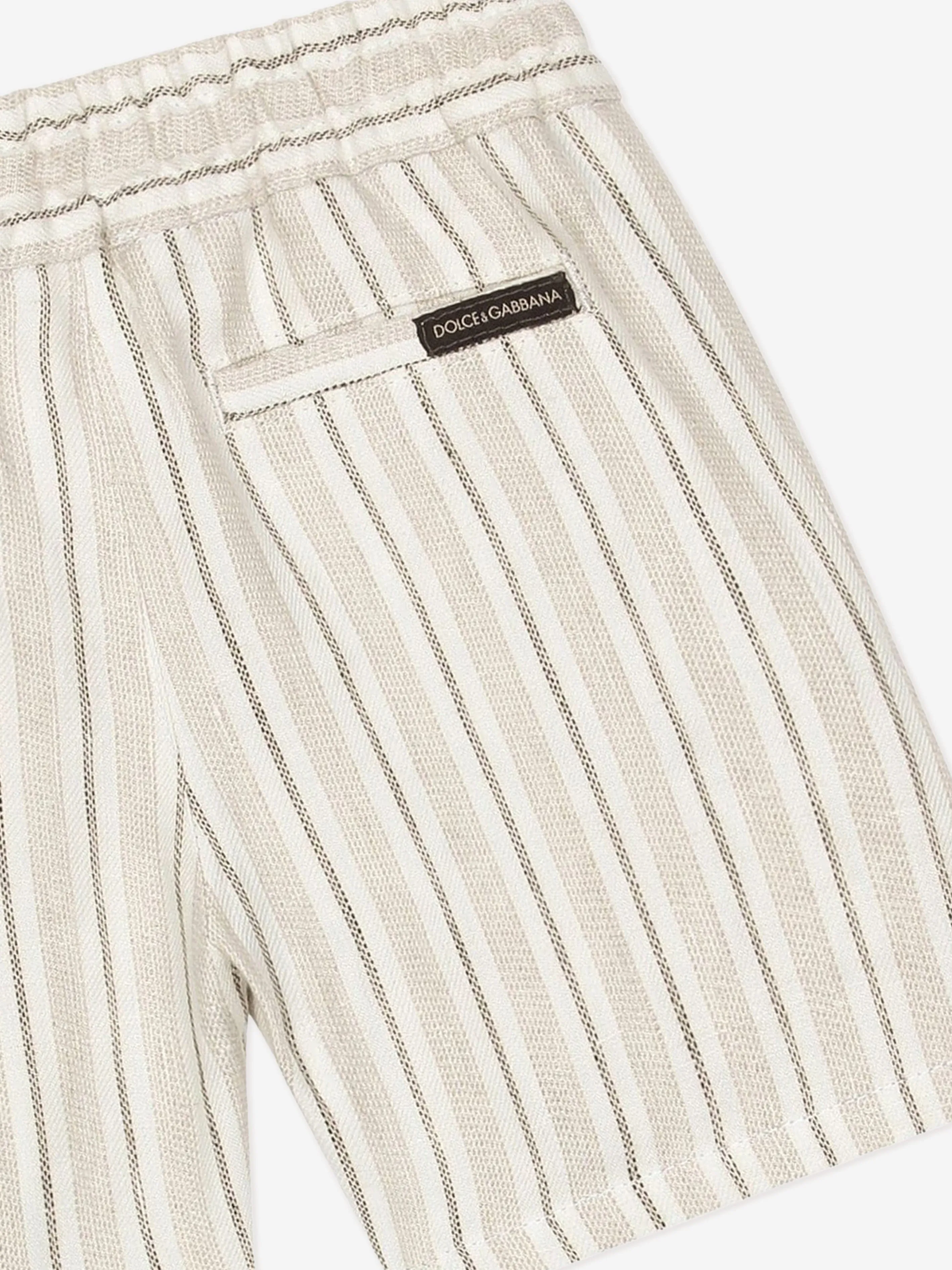 Dolce & Gabbana Baby Boys Striped Linen Shorts in Ivory