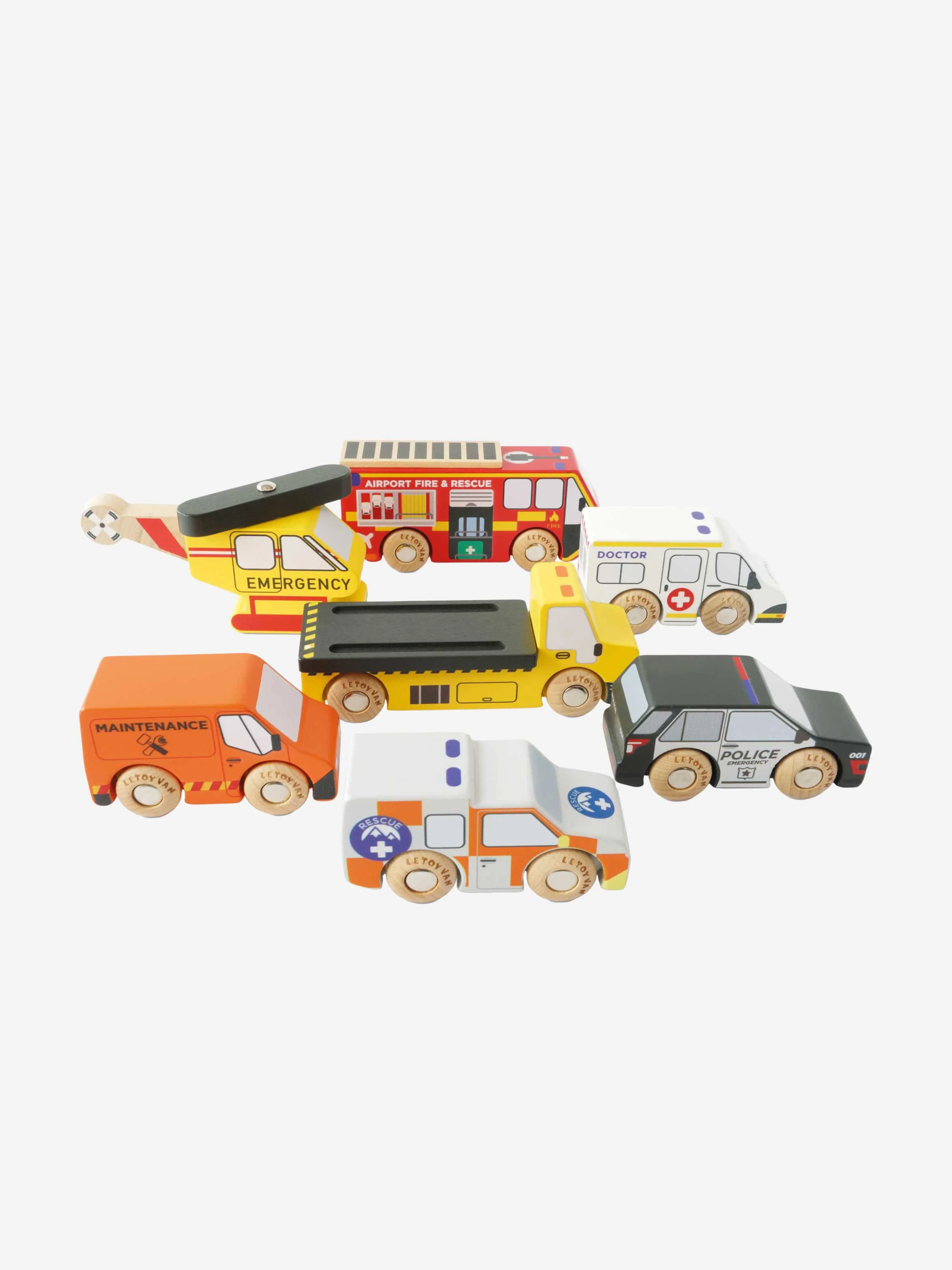 Emergency Helicopter & Rescue Cars-7 Piece (W:12.3 x D:4 x H:5 cm)