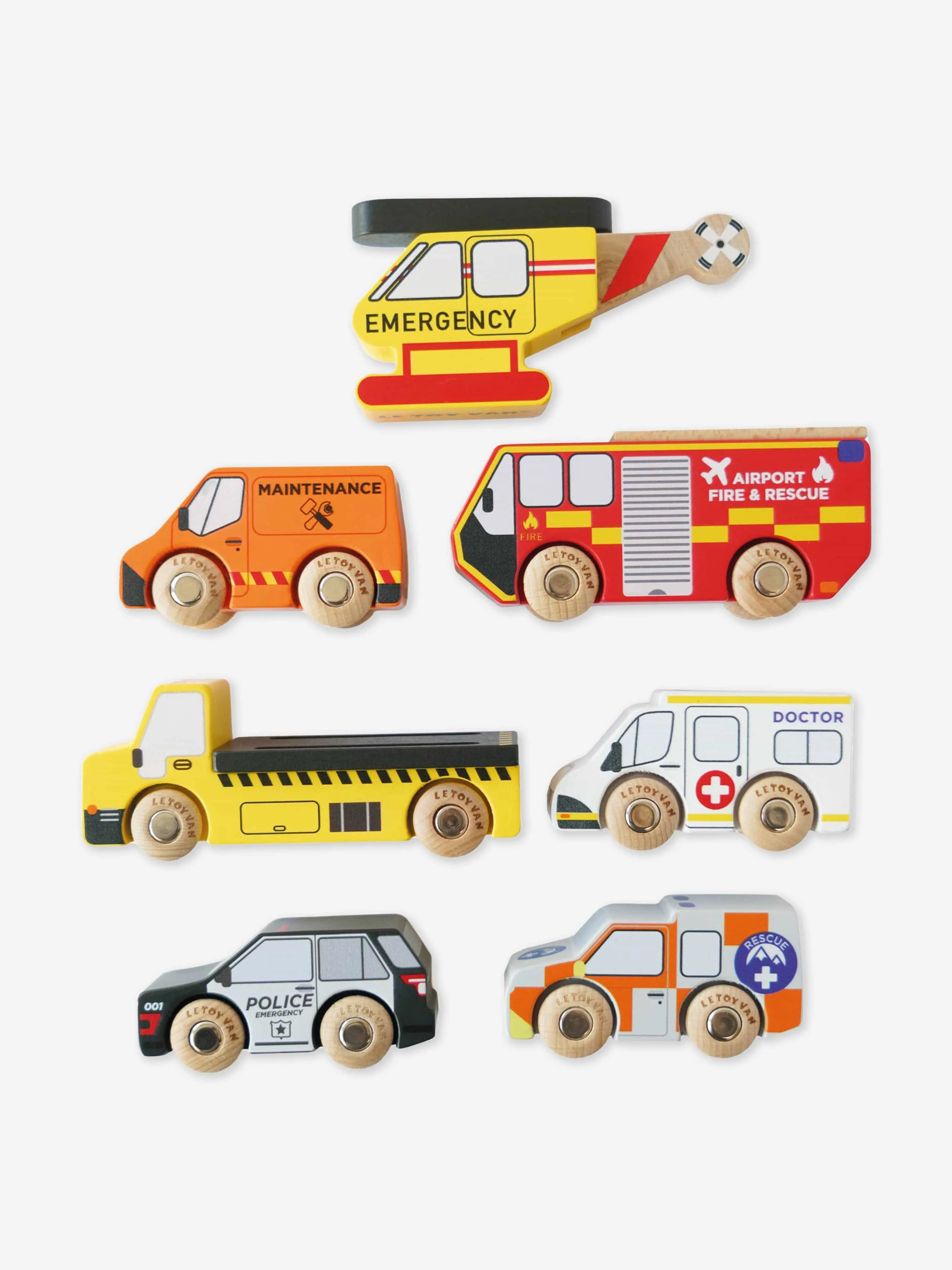 Emergency Helicopter & Rescue Cars-7 Piece (W:12.3 x D:4 x H:5 cm)