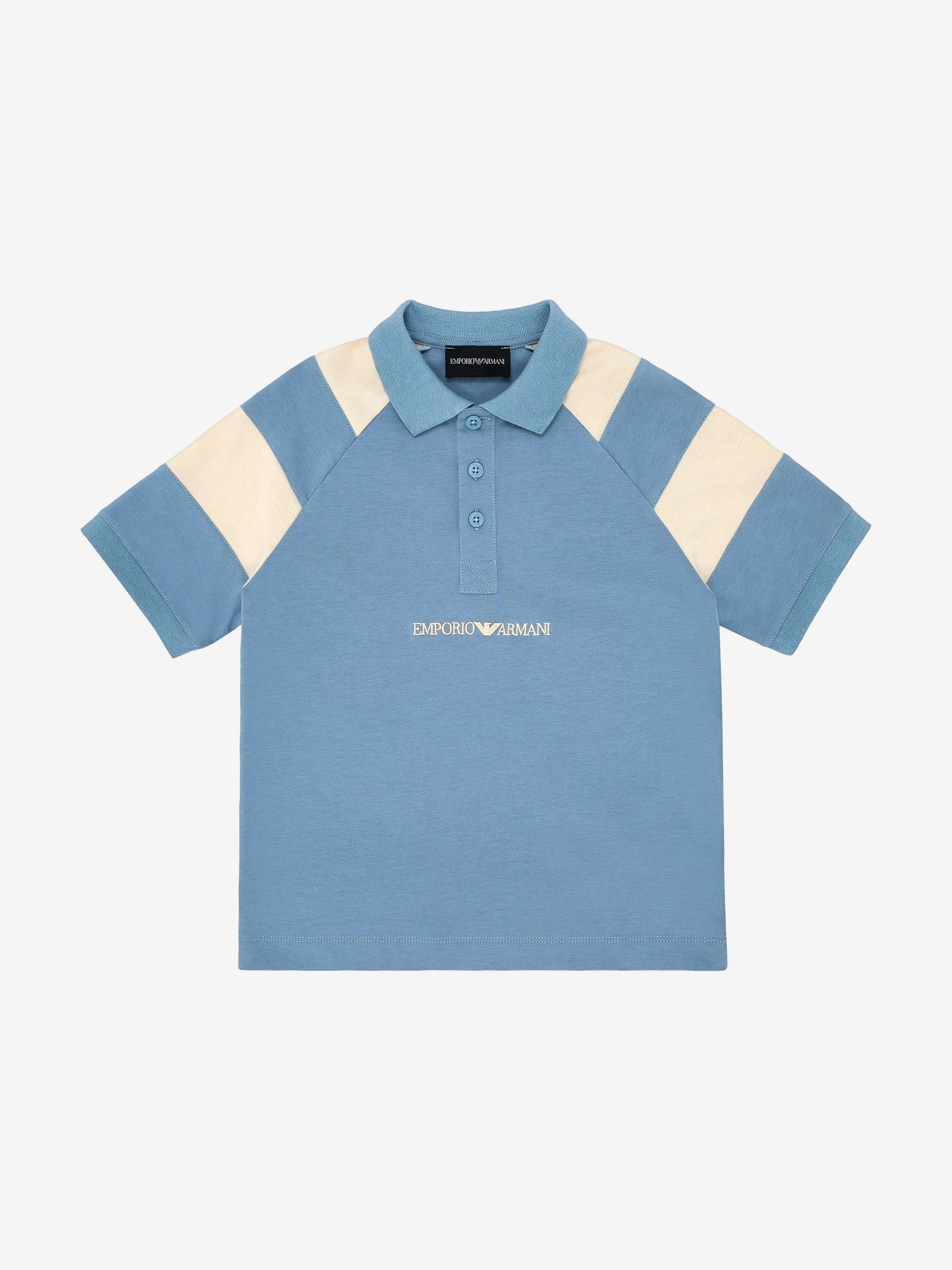 Emporio Armani Boys Colourblock Polo Shirt in Blue