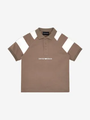 Emporio Armani Boys Colourblock Polo Shirt in Brown