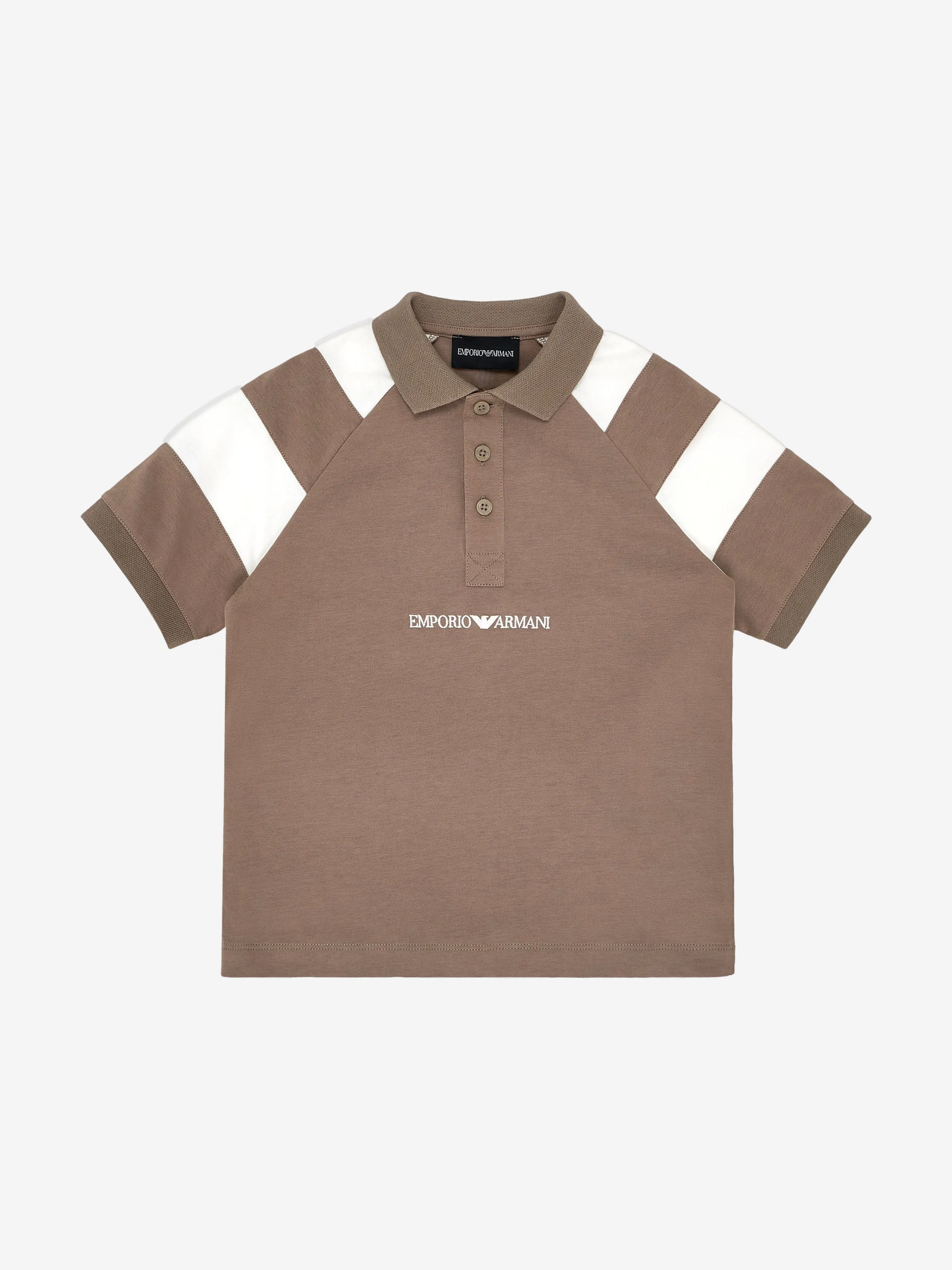 Emporio Armani Boys Colourblock Polo Shirt in Brown
