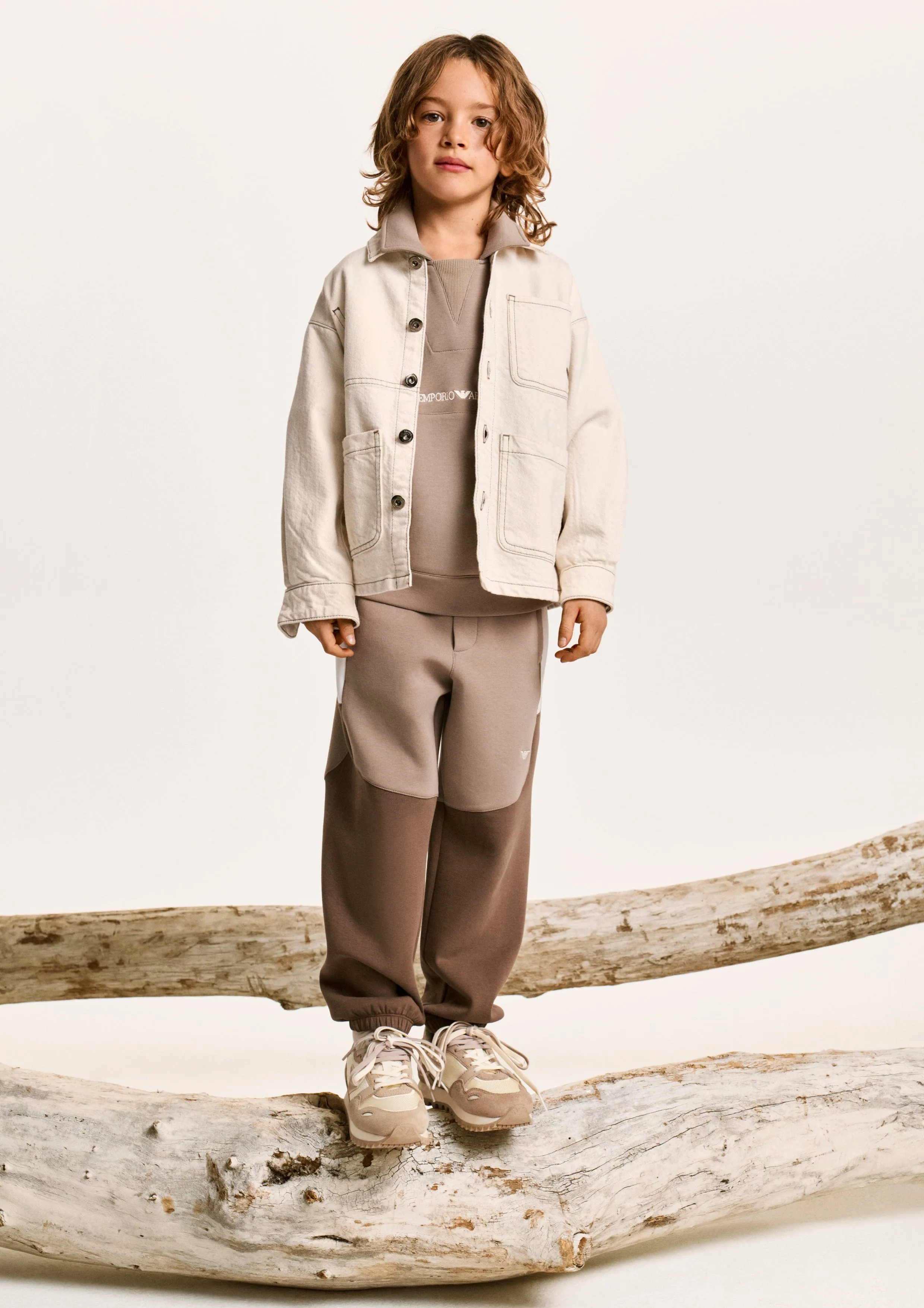 Emporio Armani Boys Colourblock Sweatshirt in Brown