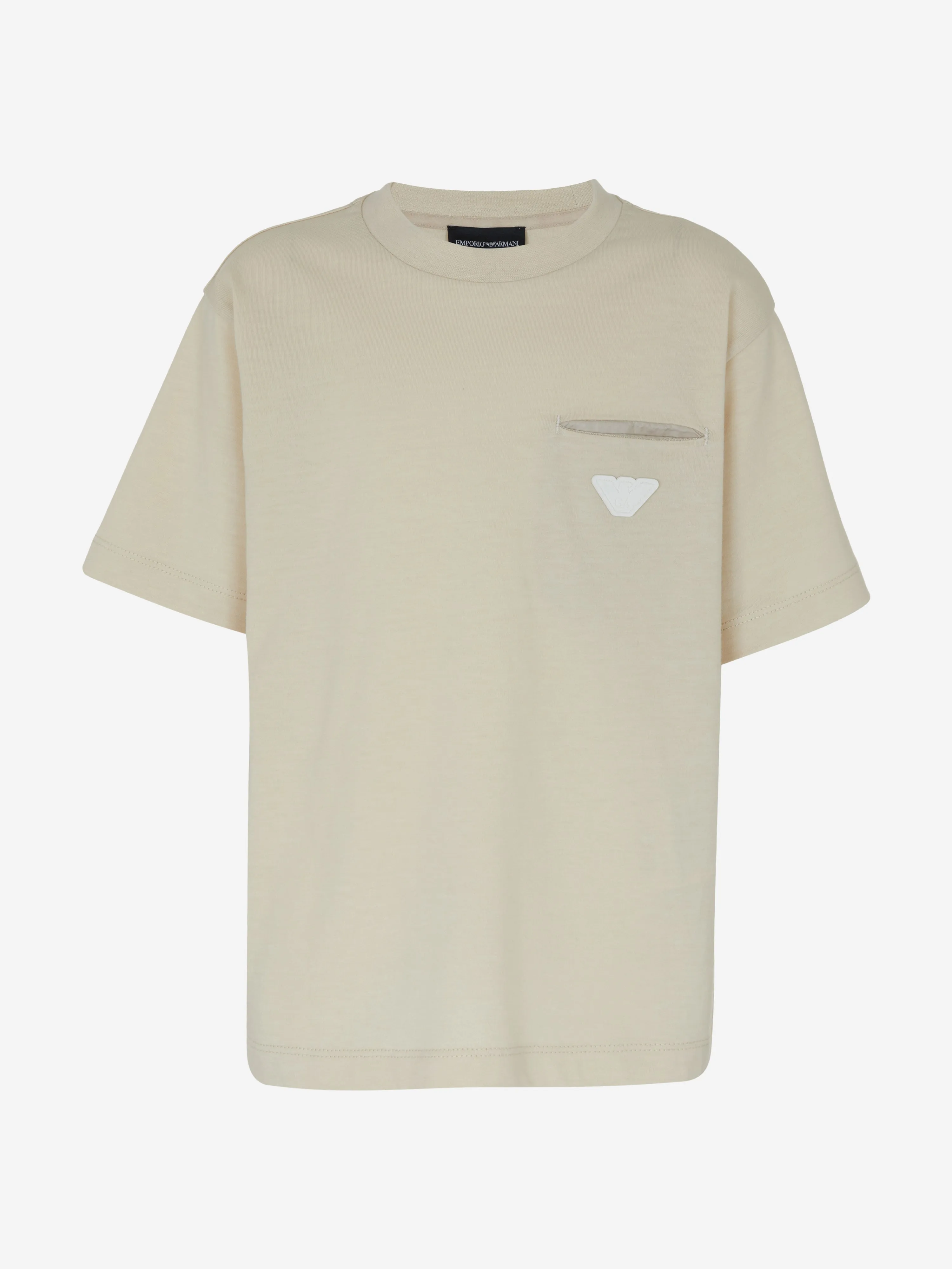 Emporio Armani Boys Logo Pocket T-Shirt in Beige