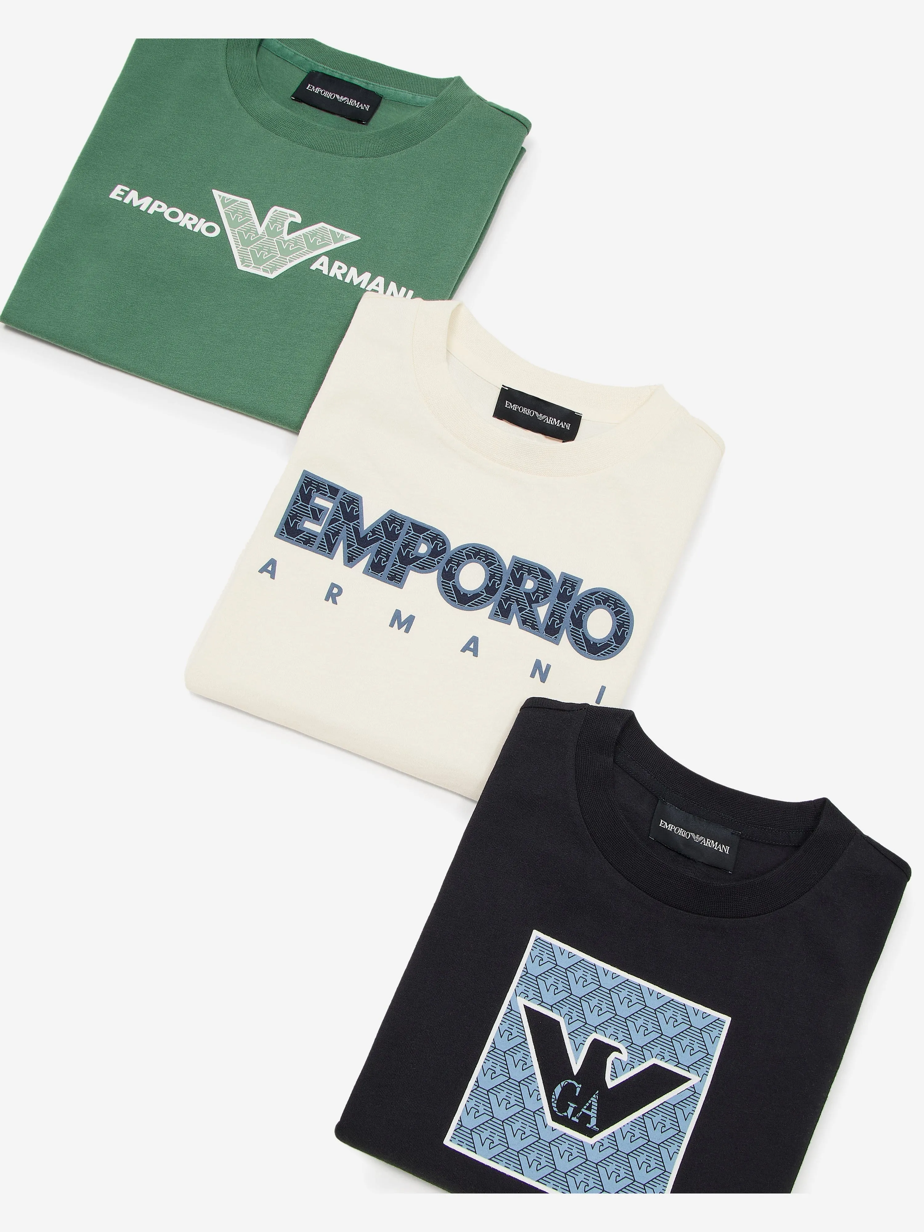 Emporio Armani Boys T-Shirt Set (3 Pack) in Navy