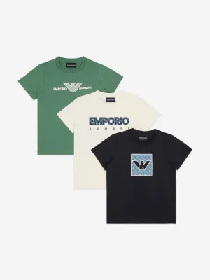 Emporio Armani Boys T-Shirt Set (3 Pack) in Navy