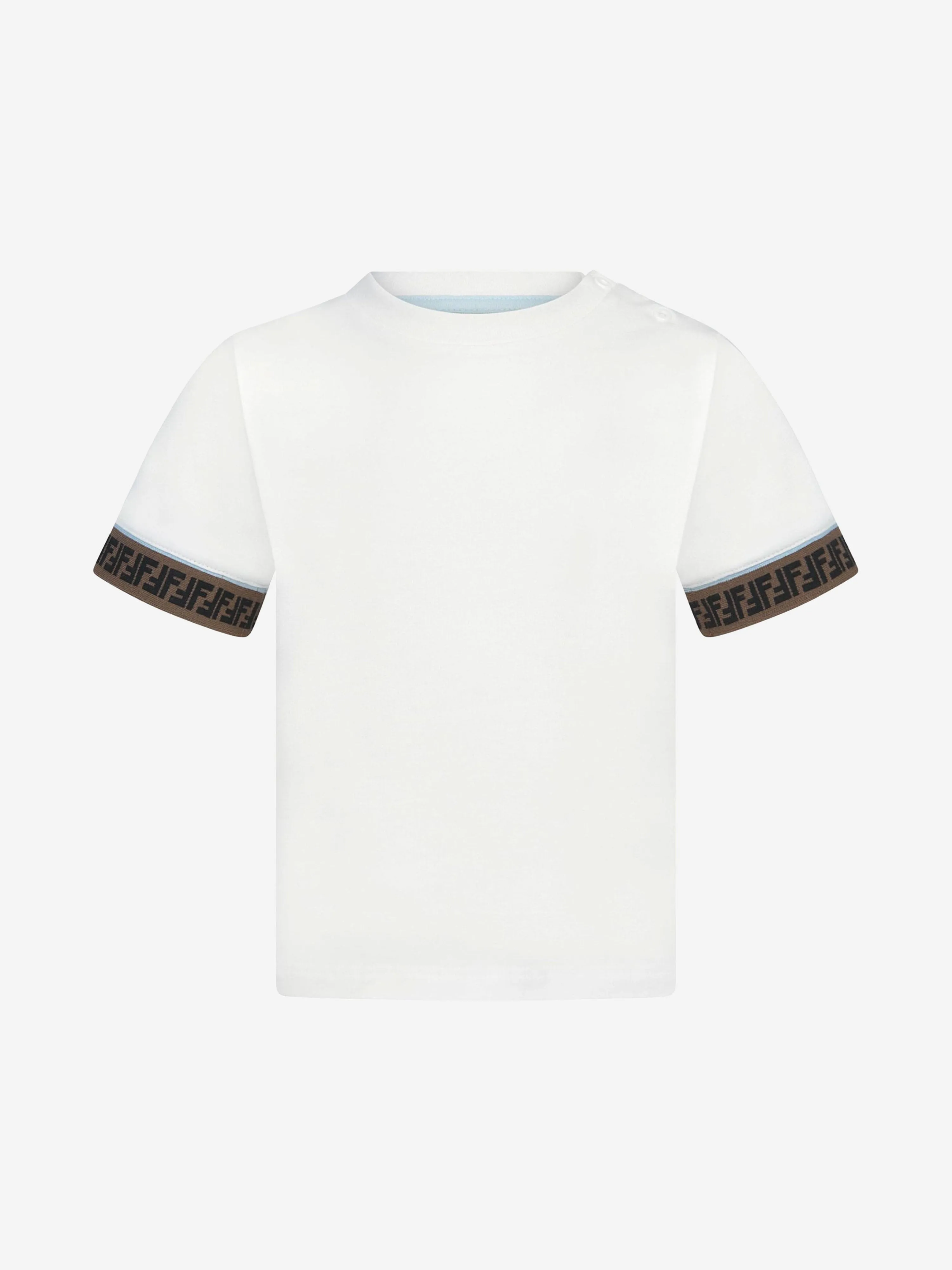 Fendi Baby Boys FF Logo Trim T-Shirt in White