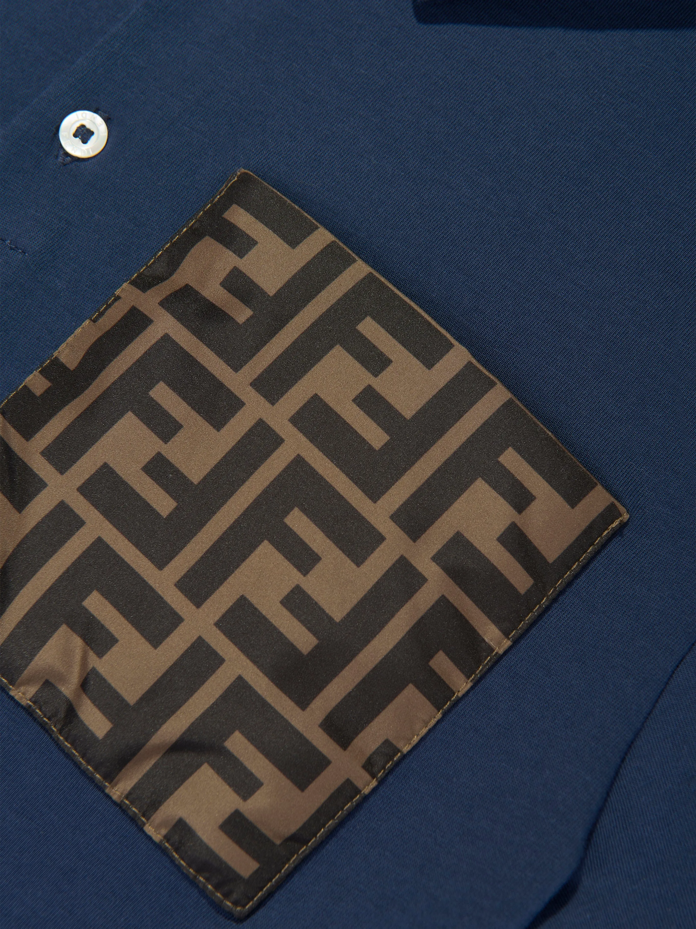 Fendi Boys FF Logo Polo Shirt In Navy