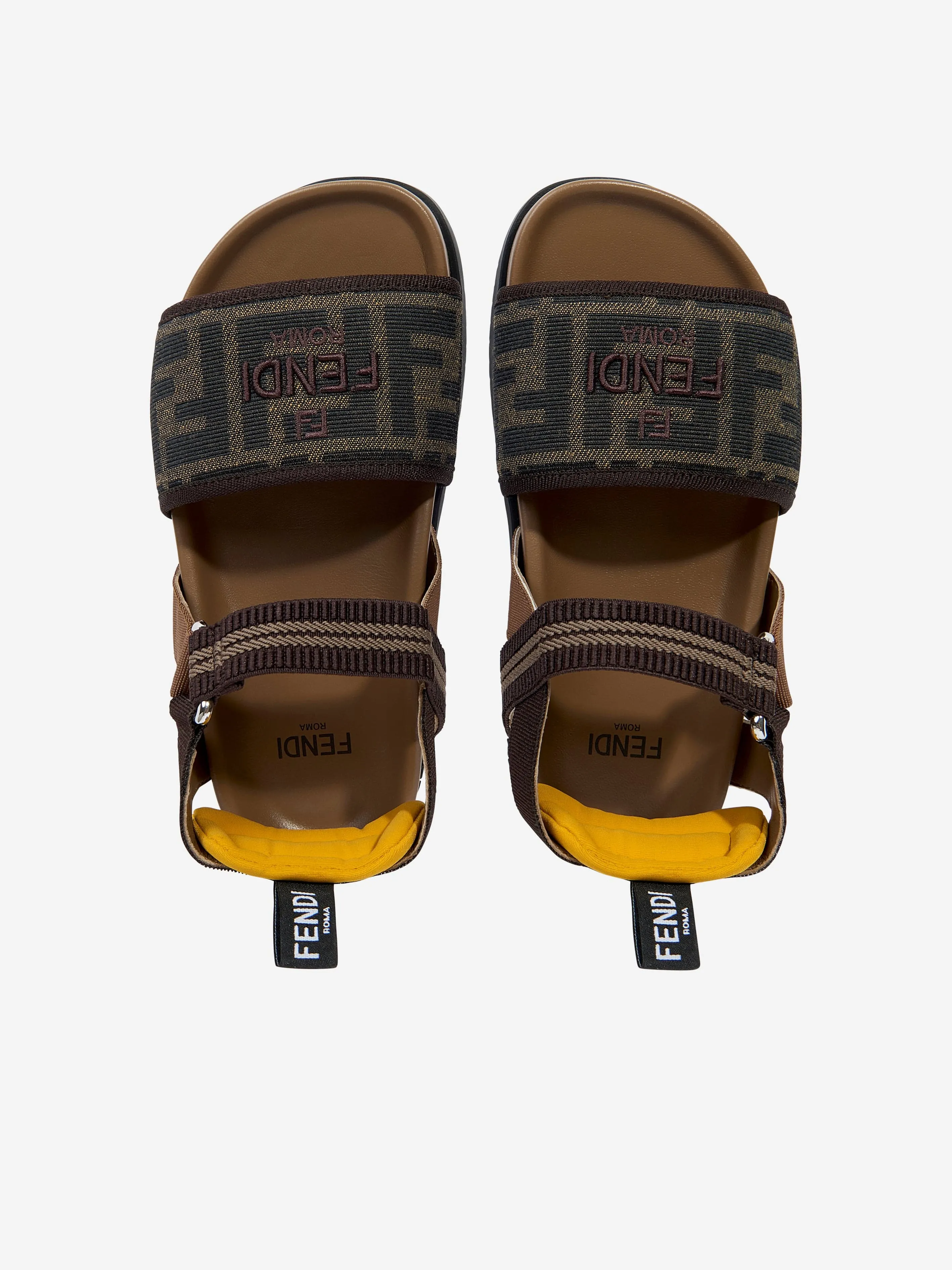 Girls FF Jacqaurd Logo Sandals in Brown