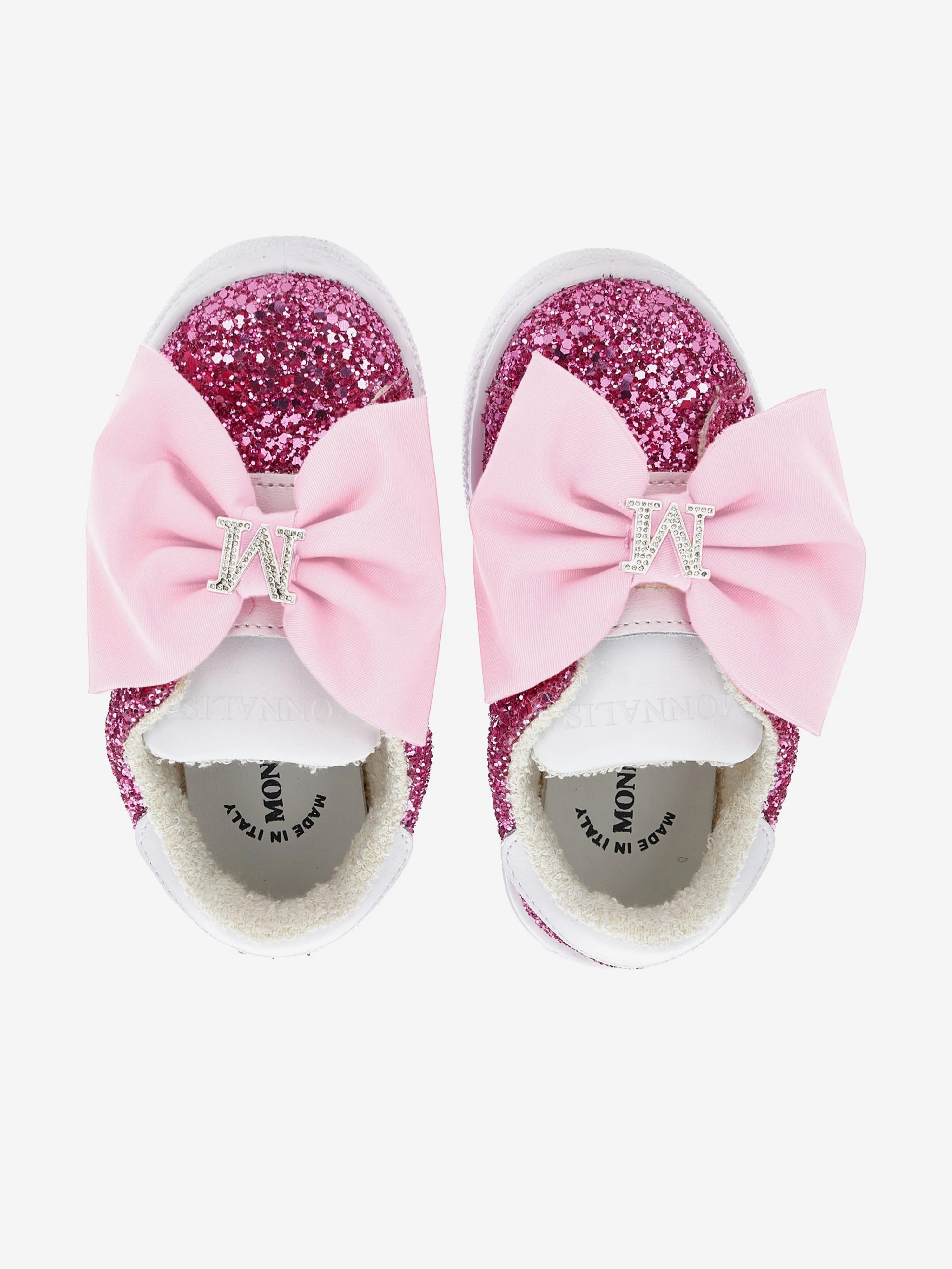 Girls Glitter Bow Trainers in Pink