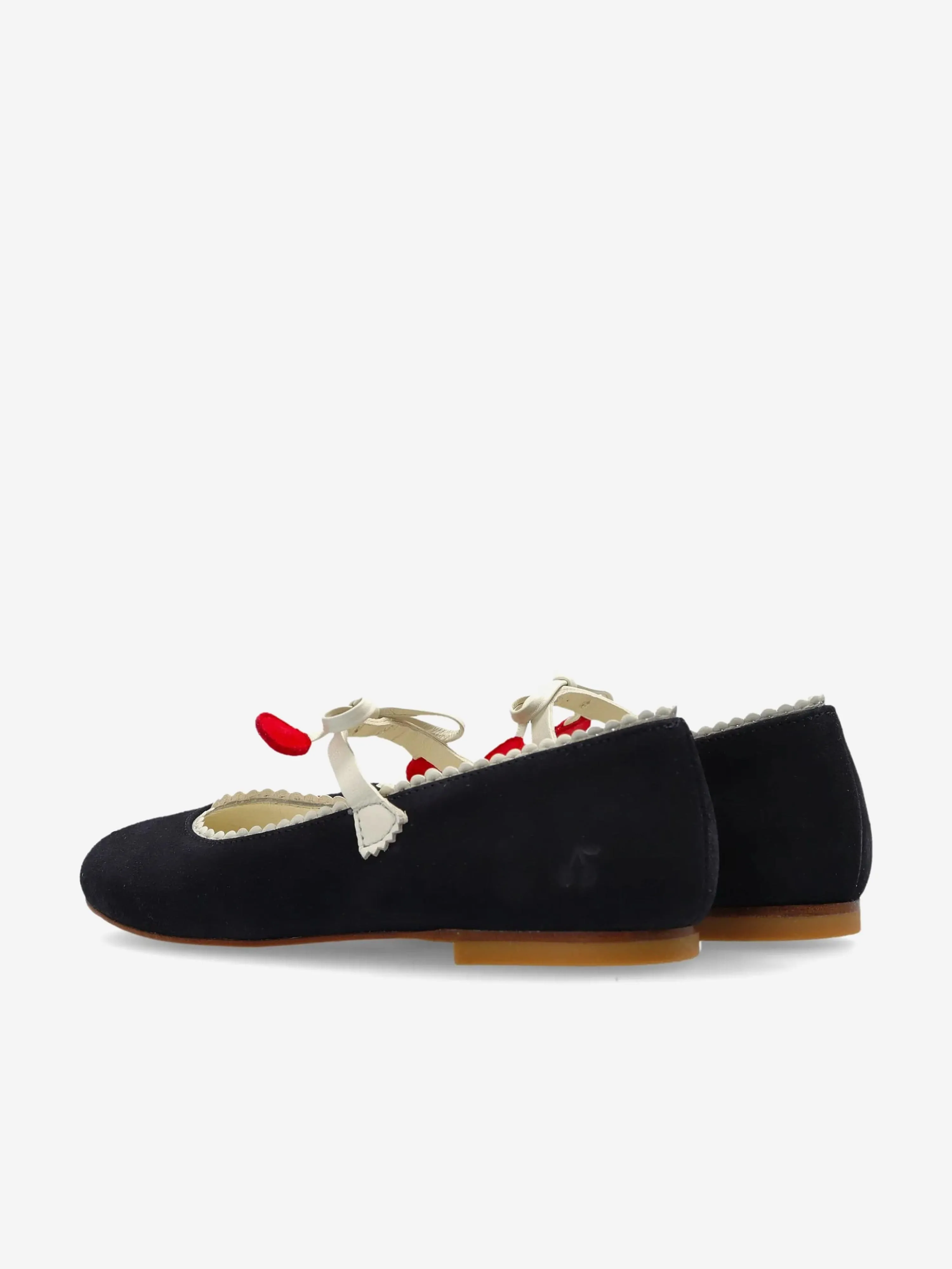 Girls Leather Emilda Ballerinas in Navy