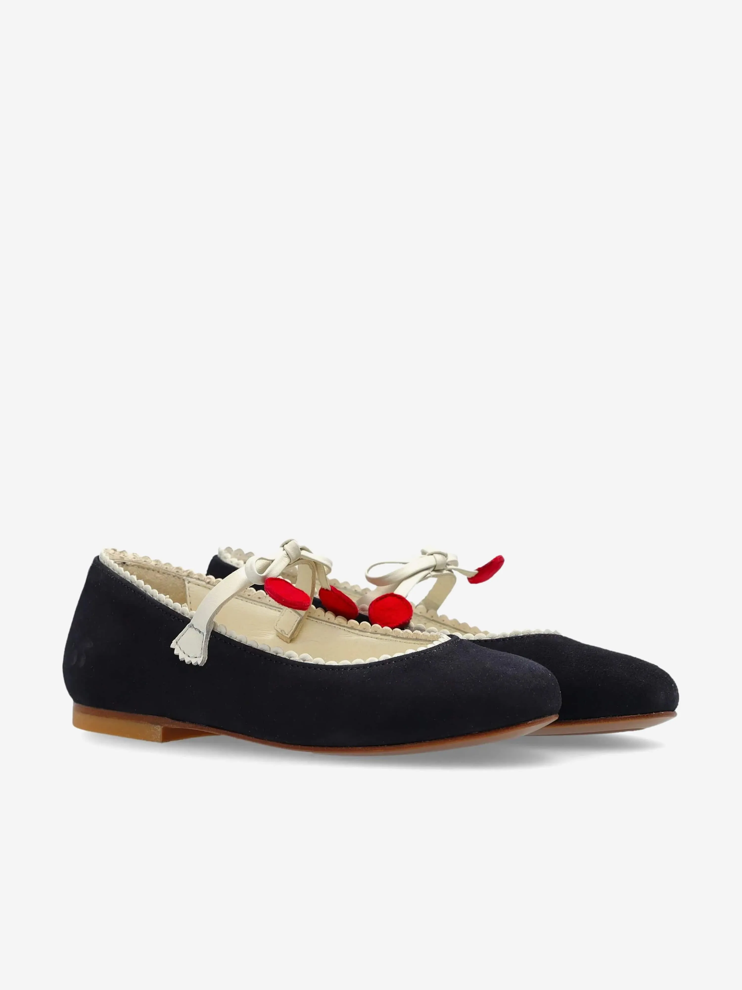 Girls Leather Emilda Ballerinas in Navy
