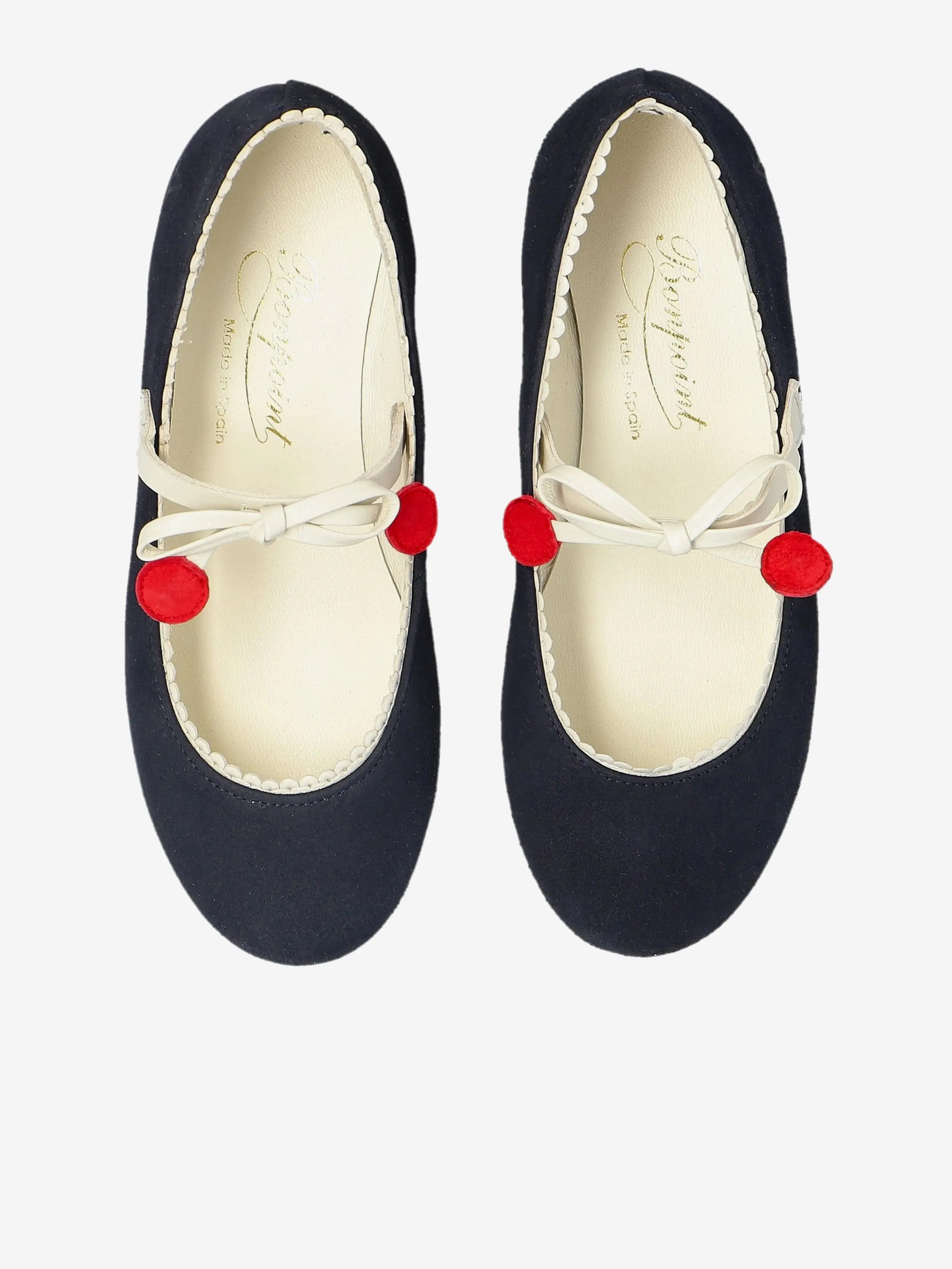 Girls Leather Emilda Ballerinas in Navy