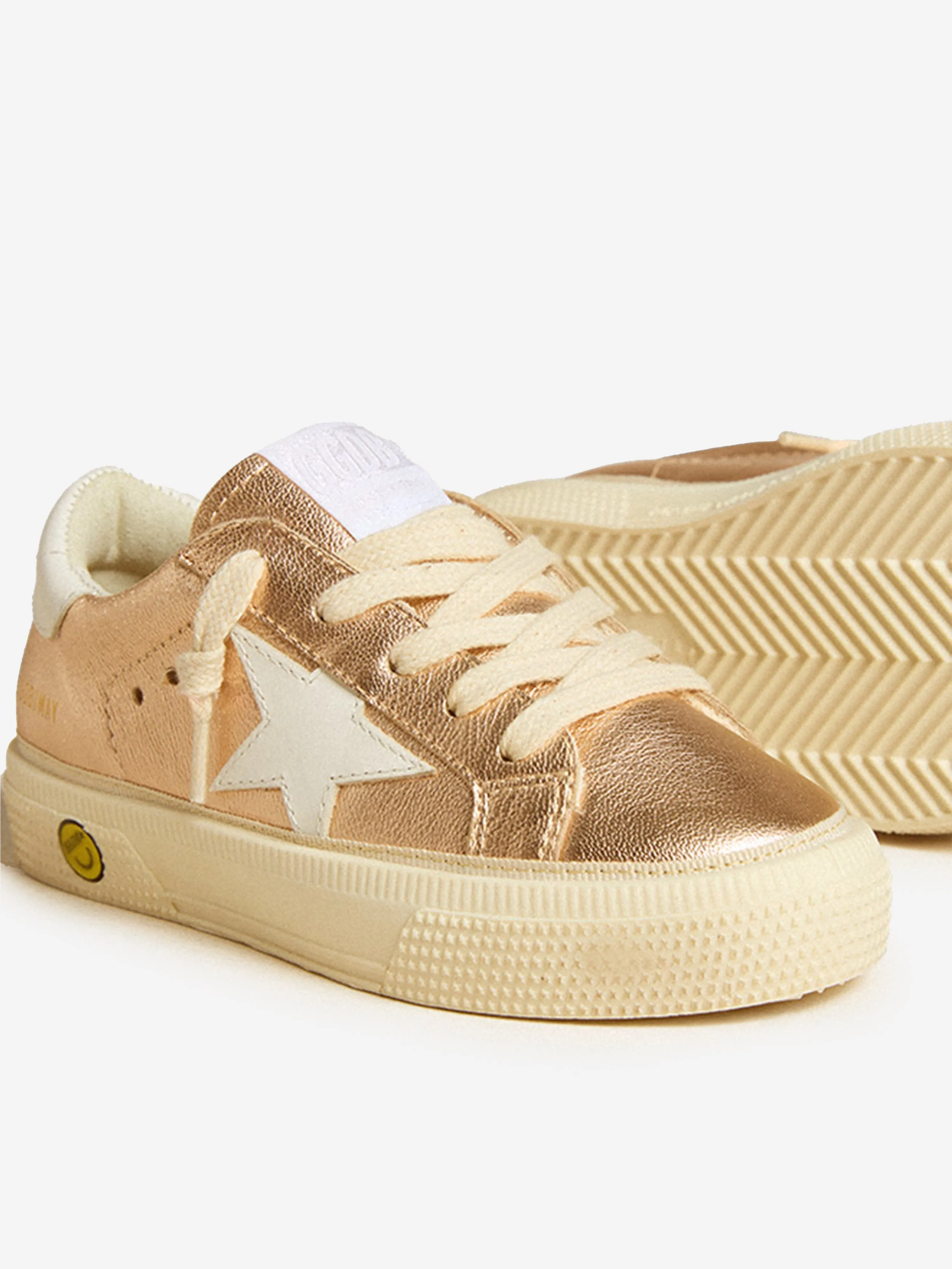 Girls Leather Laminated May Trainers in Pink