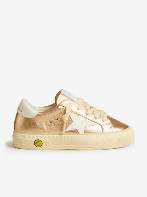 Girls Leather Laminated May Trainers in Pink