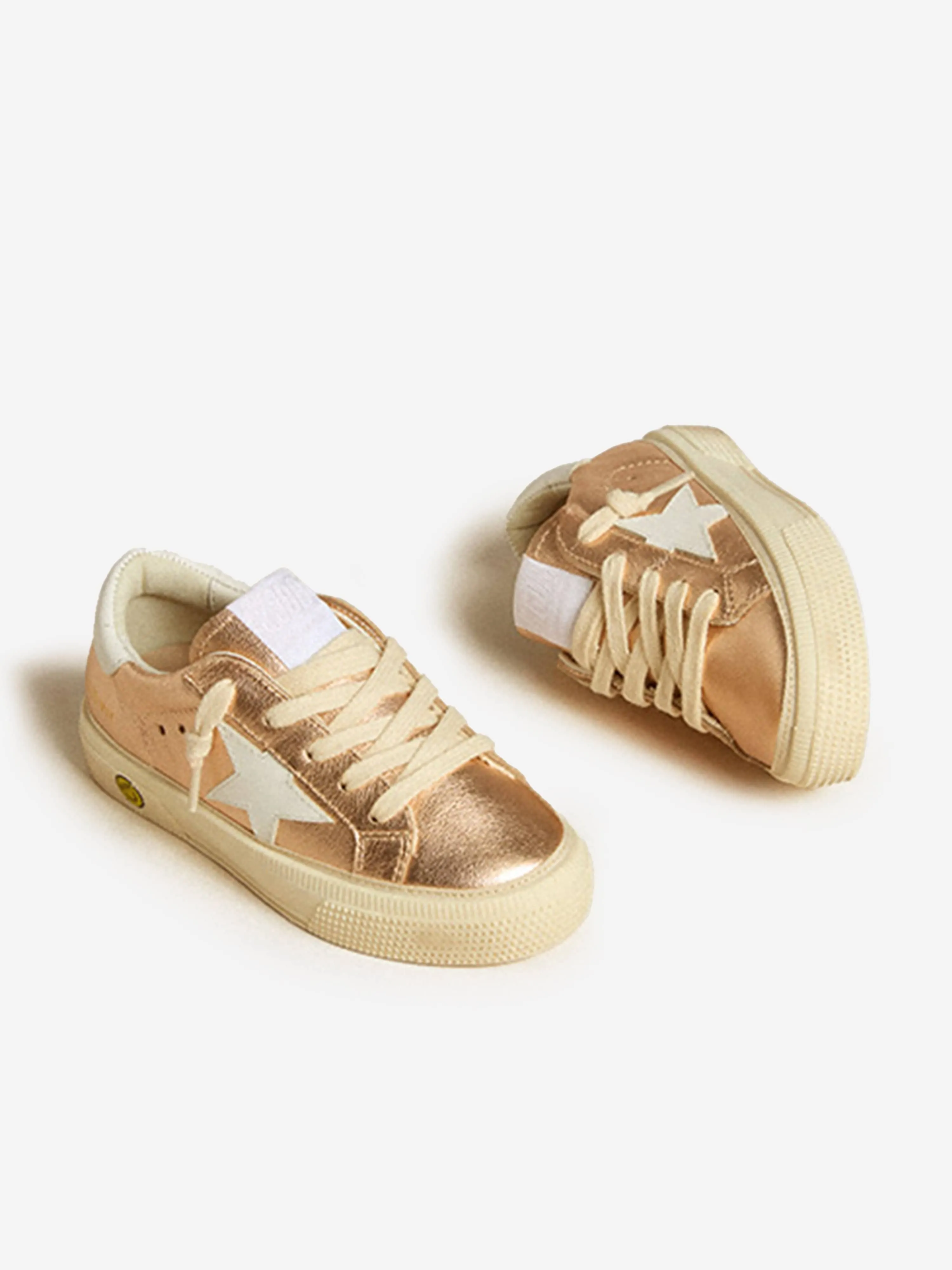 Girls Leather Laminated May Trainers in Pink