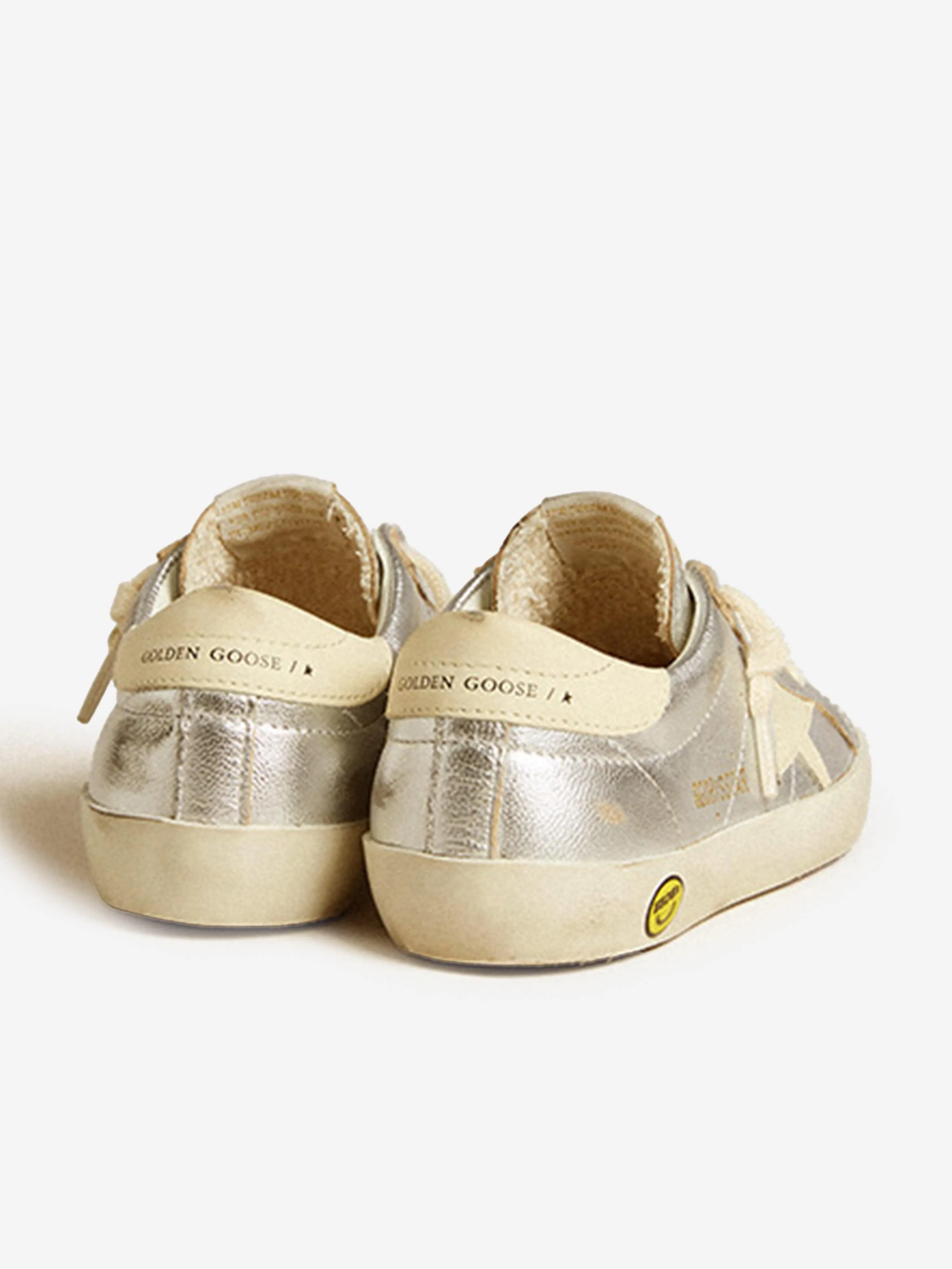 Girls Leather Laminated Super-Star Trainers in Silver