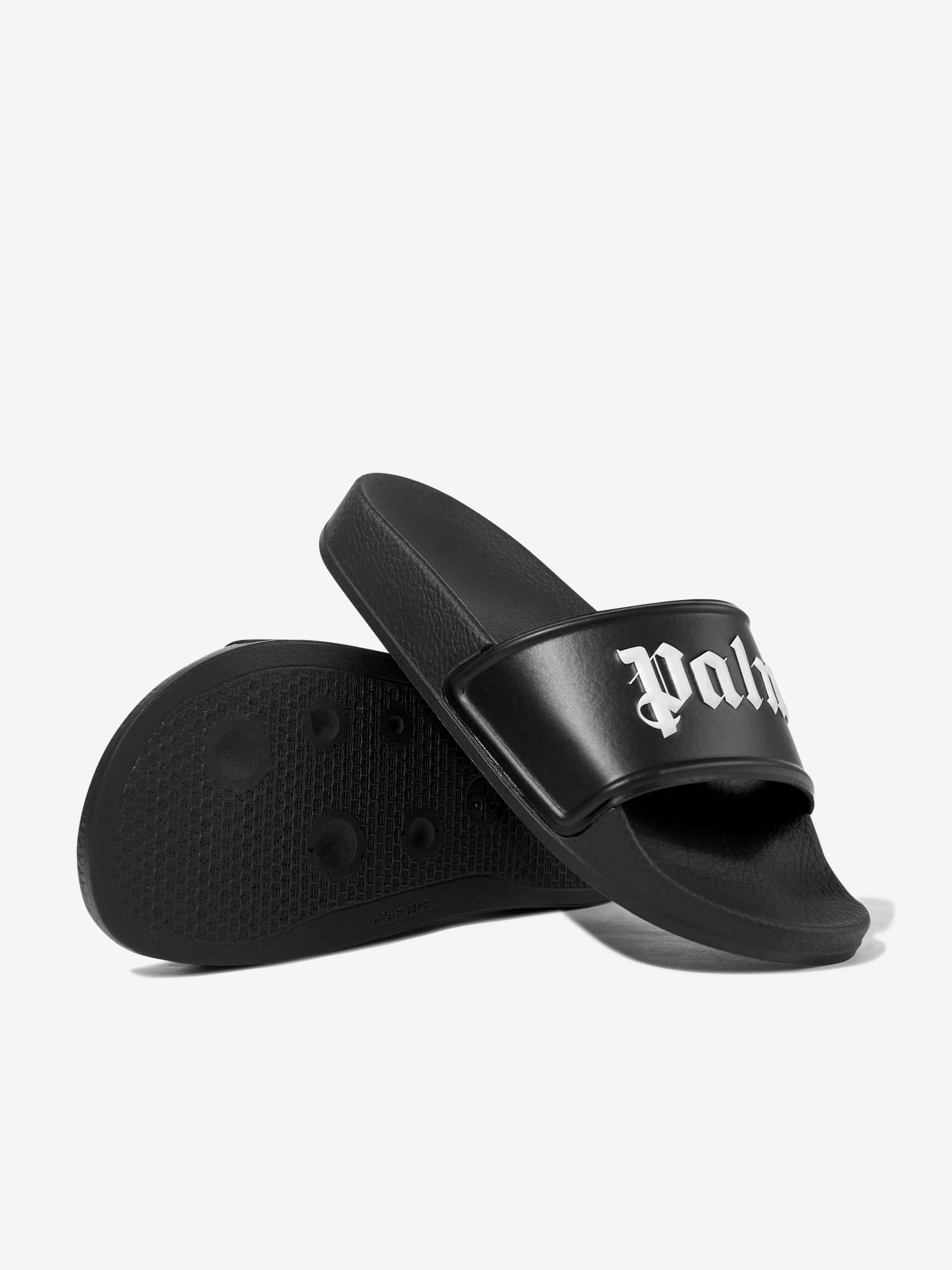 Girls Logo Pool Sliders in Black