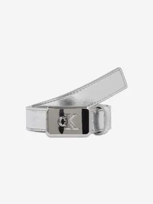 Girls Metallic Buckle Belt in Silver